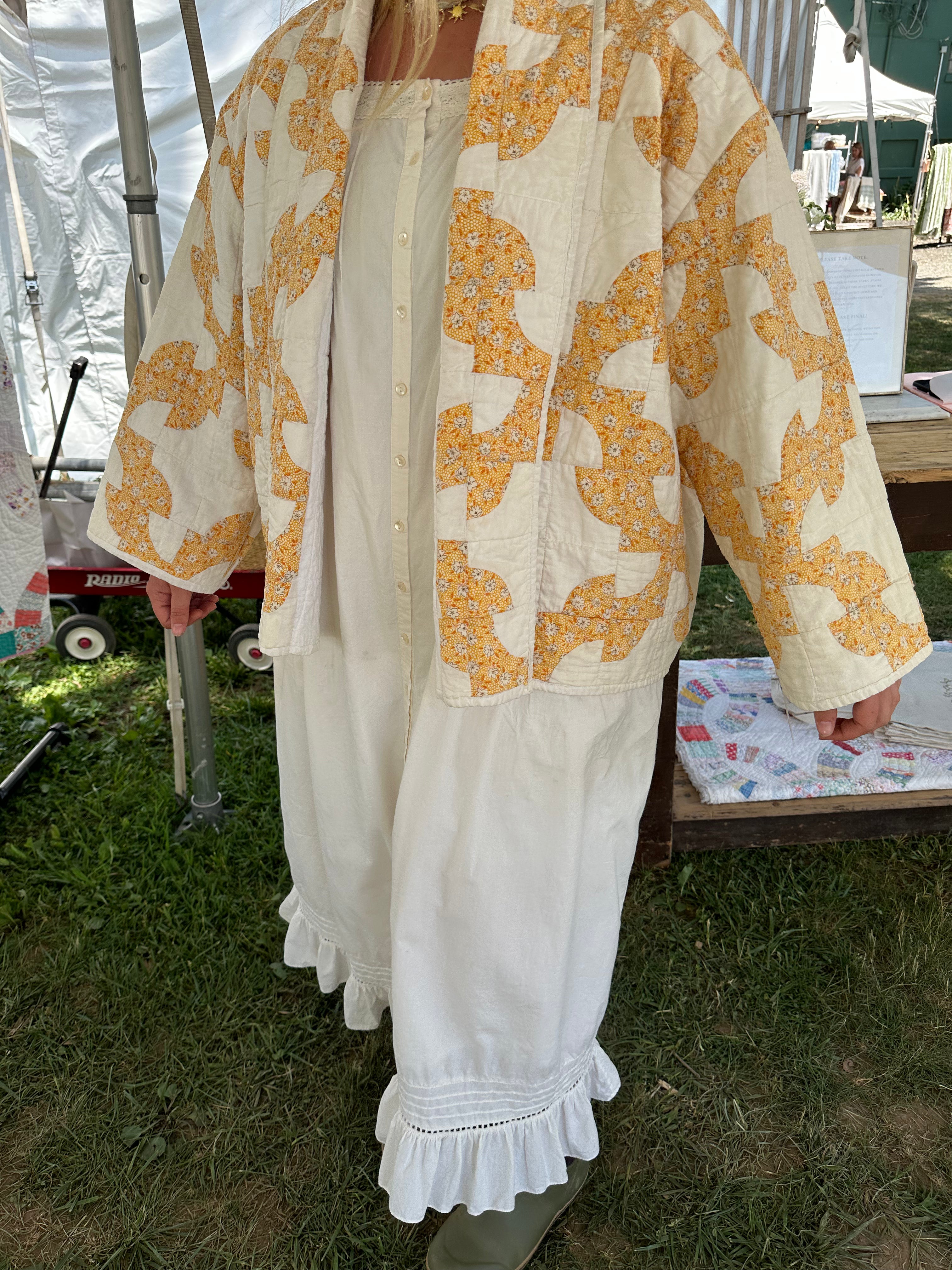 Yellow Drunkard's Path Quilt Jacket