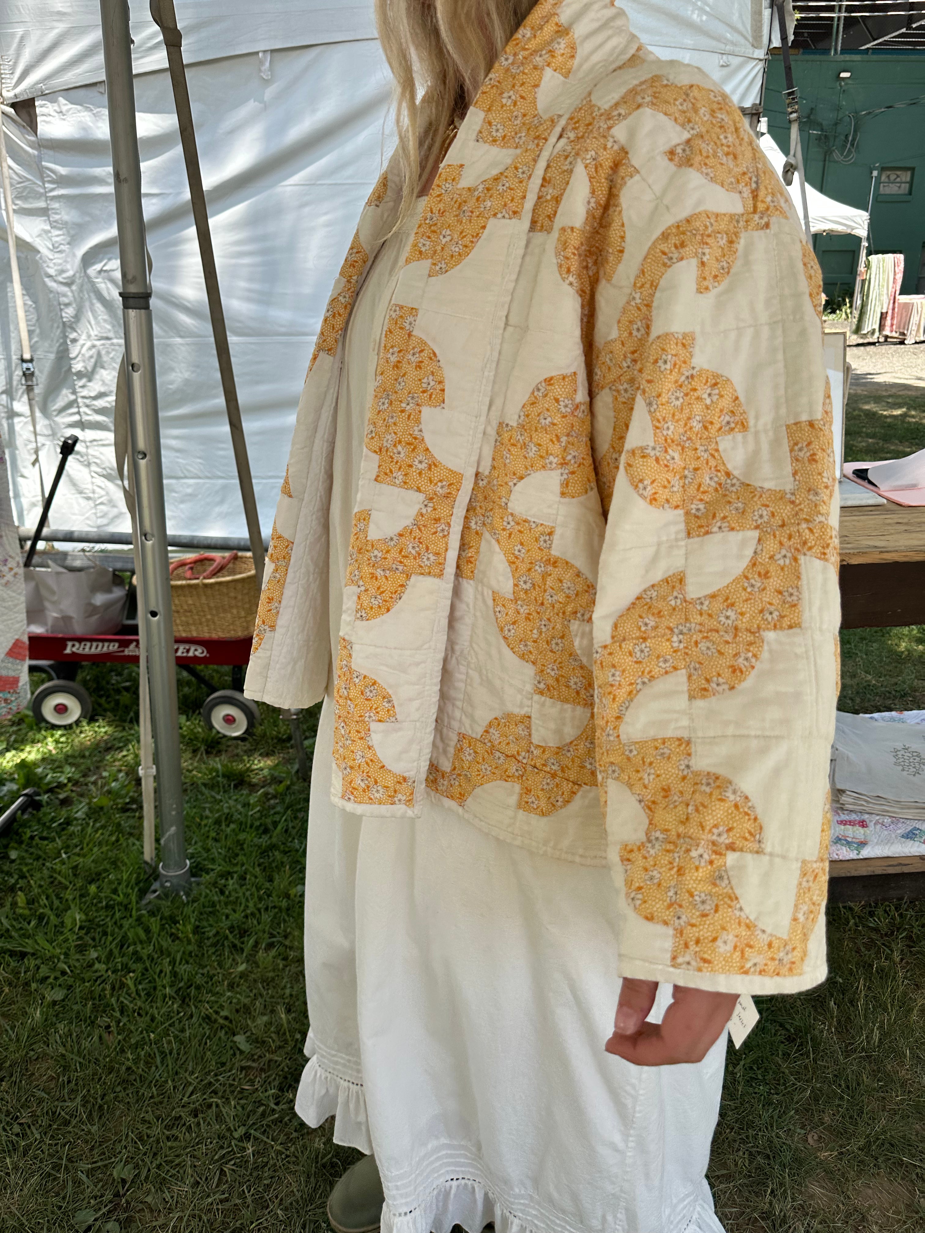 Yellow Drunkard's Path Quilt Jacket