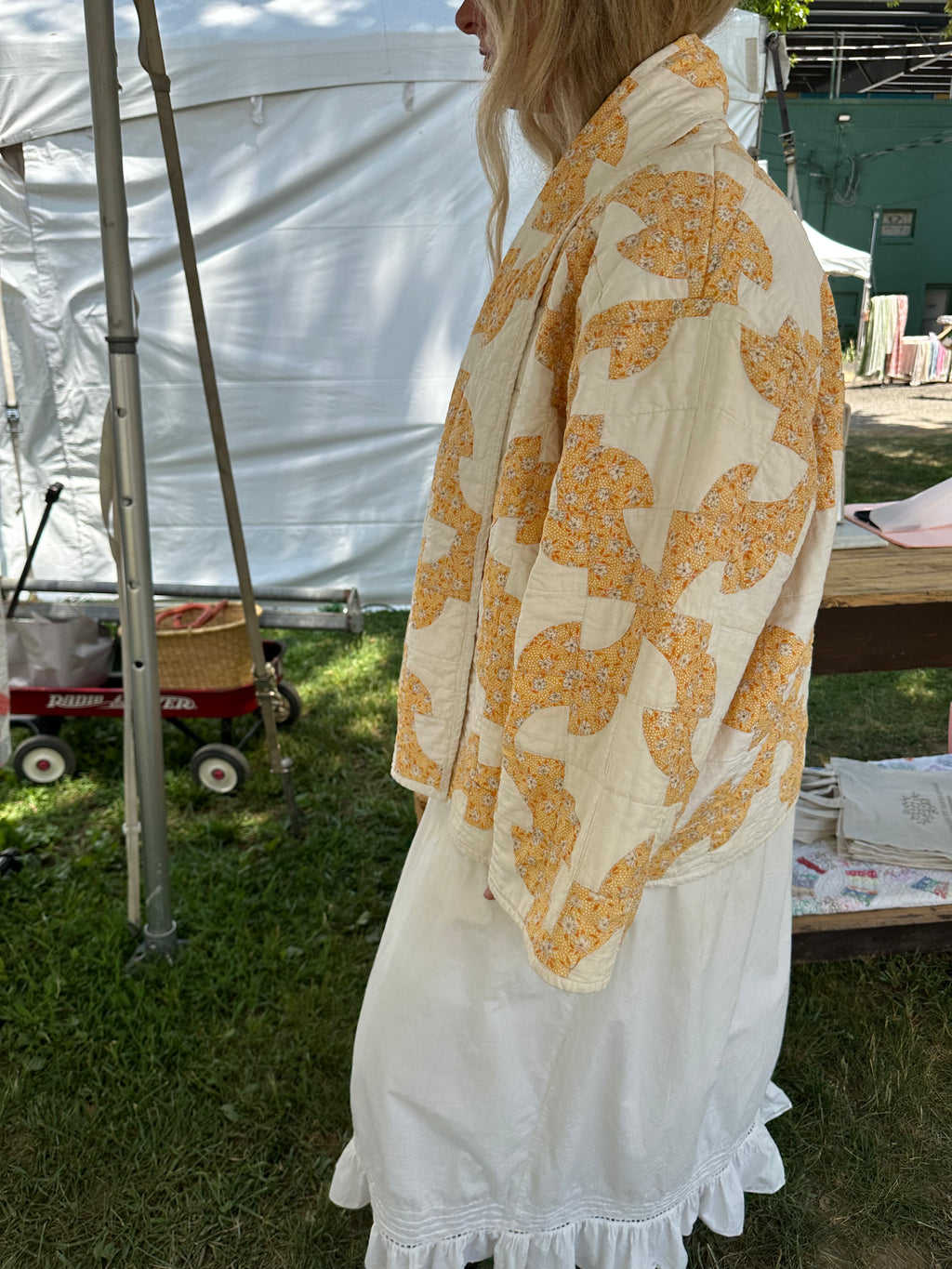 Yellow Drunkard's Path Quilt Jacket