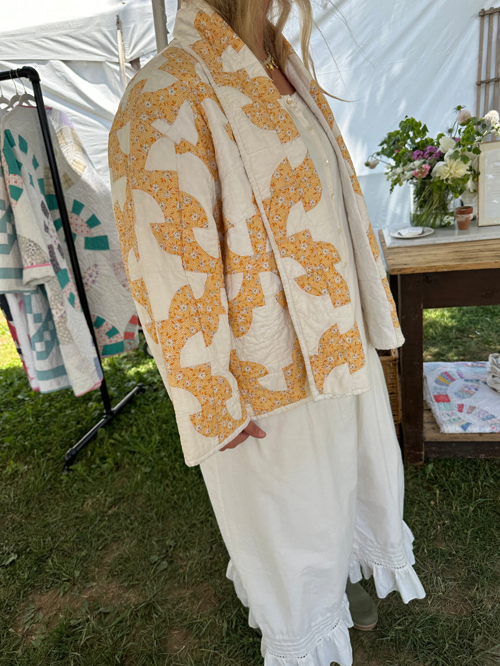 Yellow Drunkard's Path Quilt Jacket