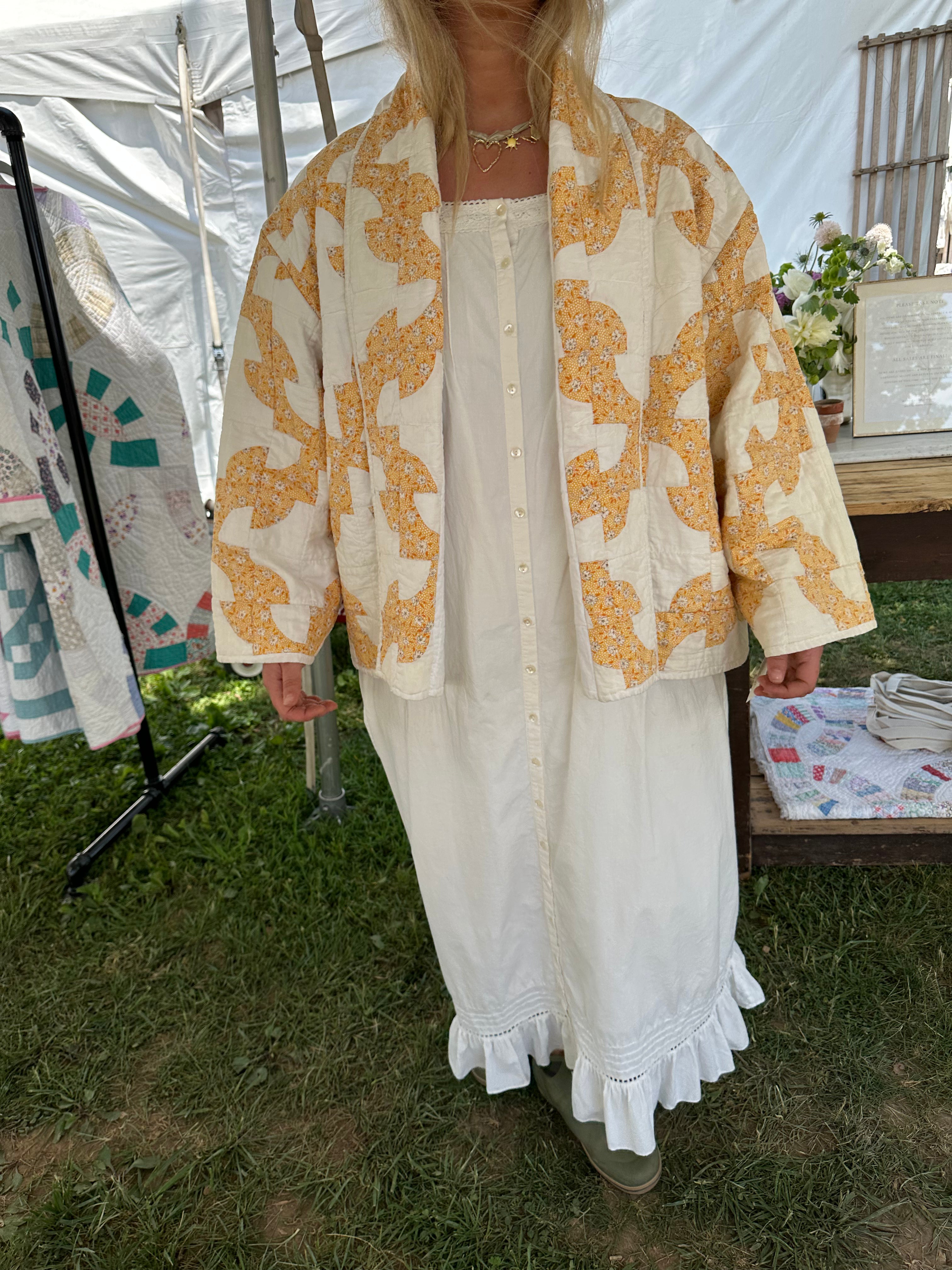 Yellow Drunkard's Path Quilt Jacket