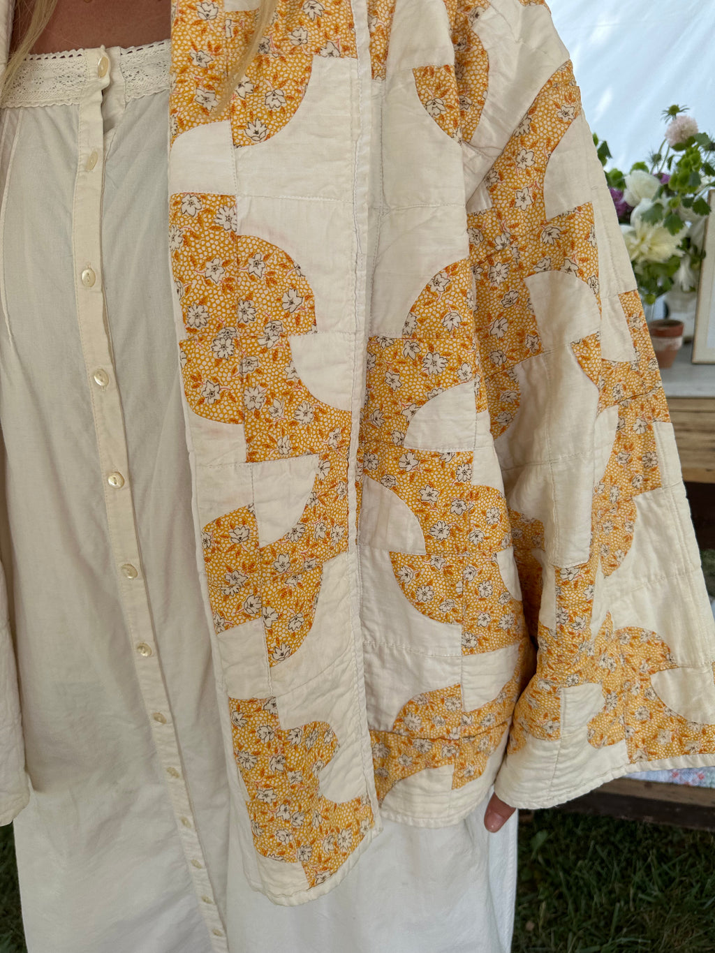 Yellow Drunkard's Path Quilt Jacket