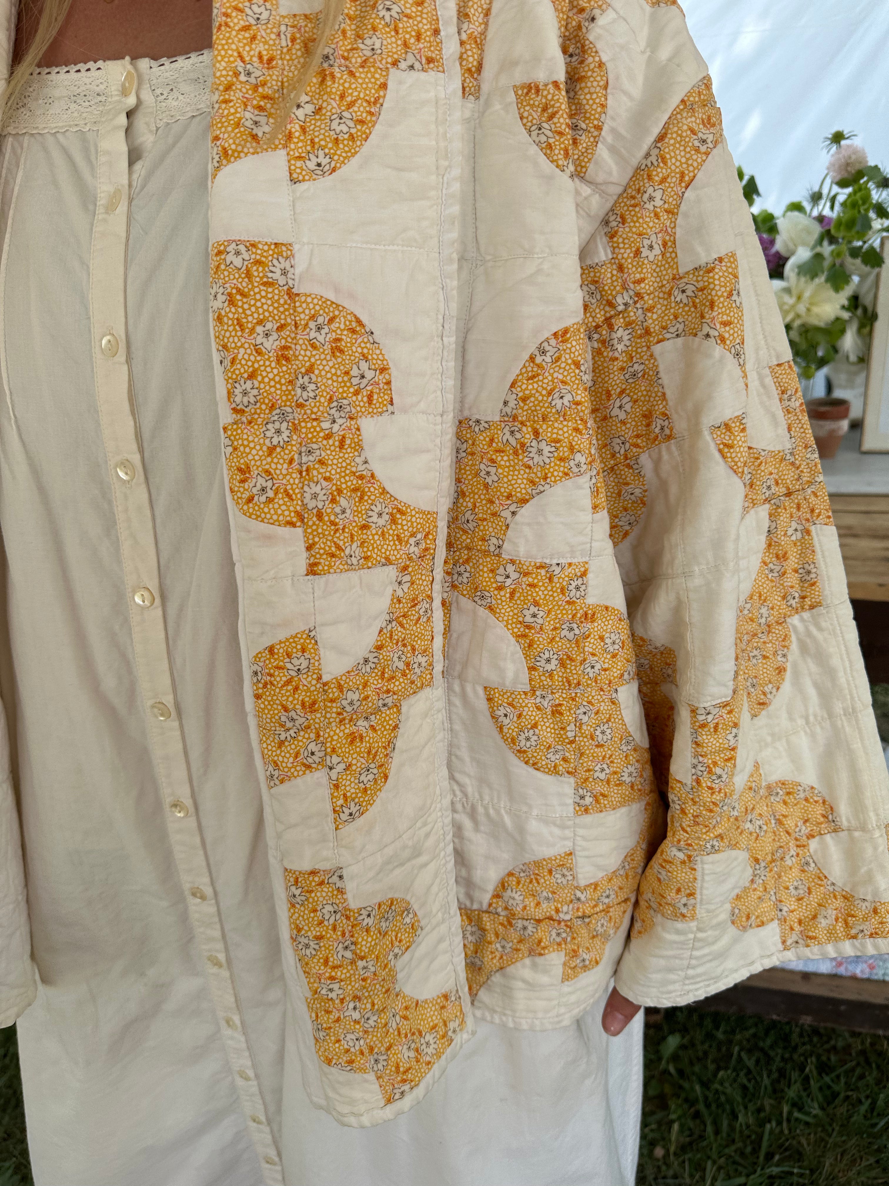 Yellow Drunkard's Path Quilt Jacket
