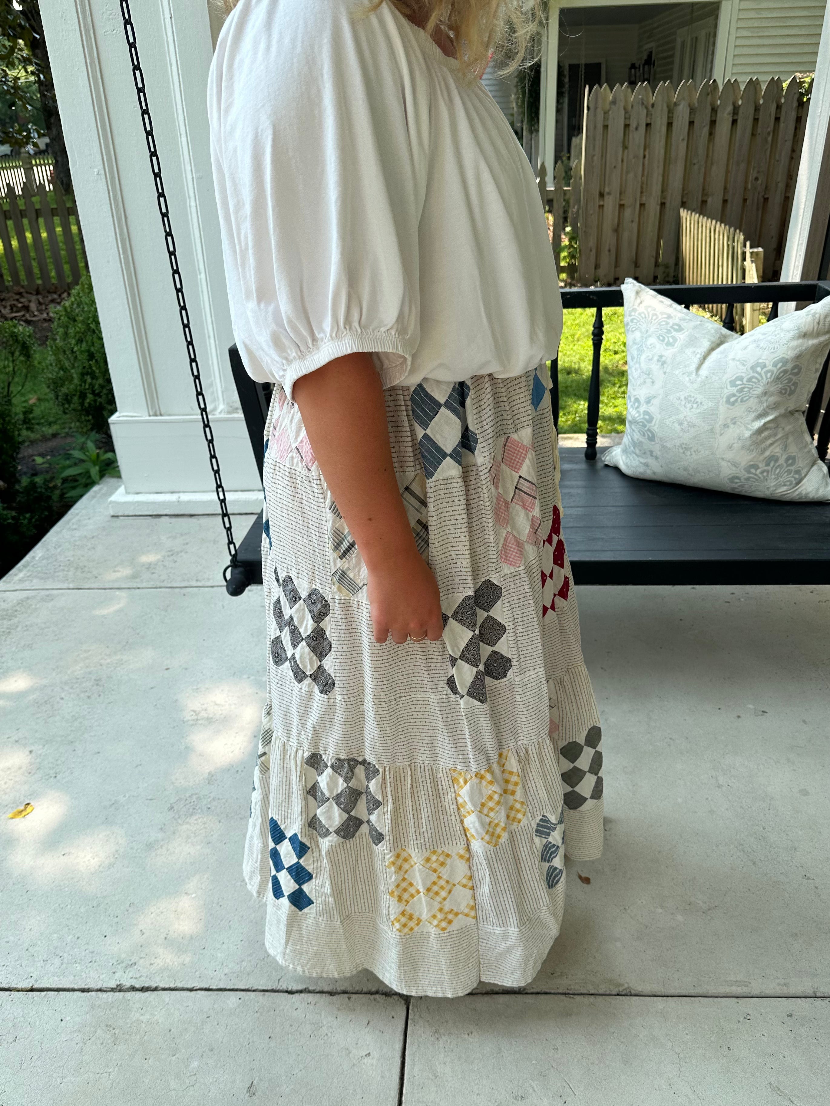 Western Nine Patch Quilt Top Skirt