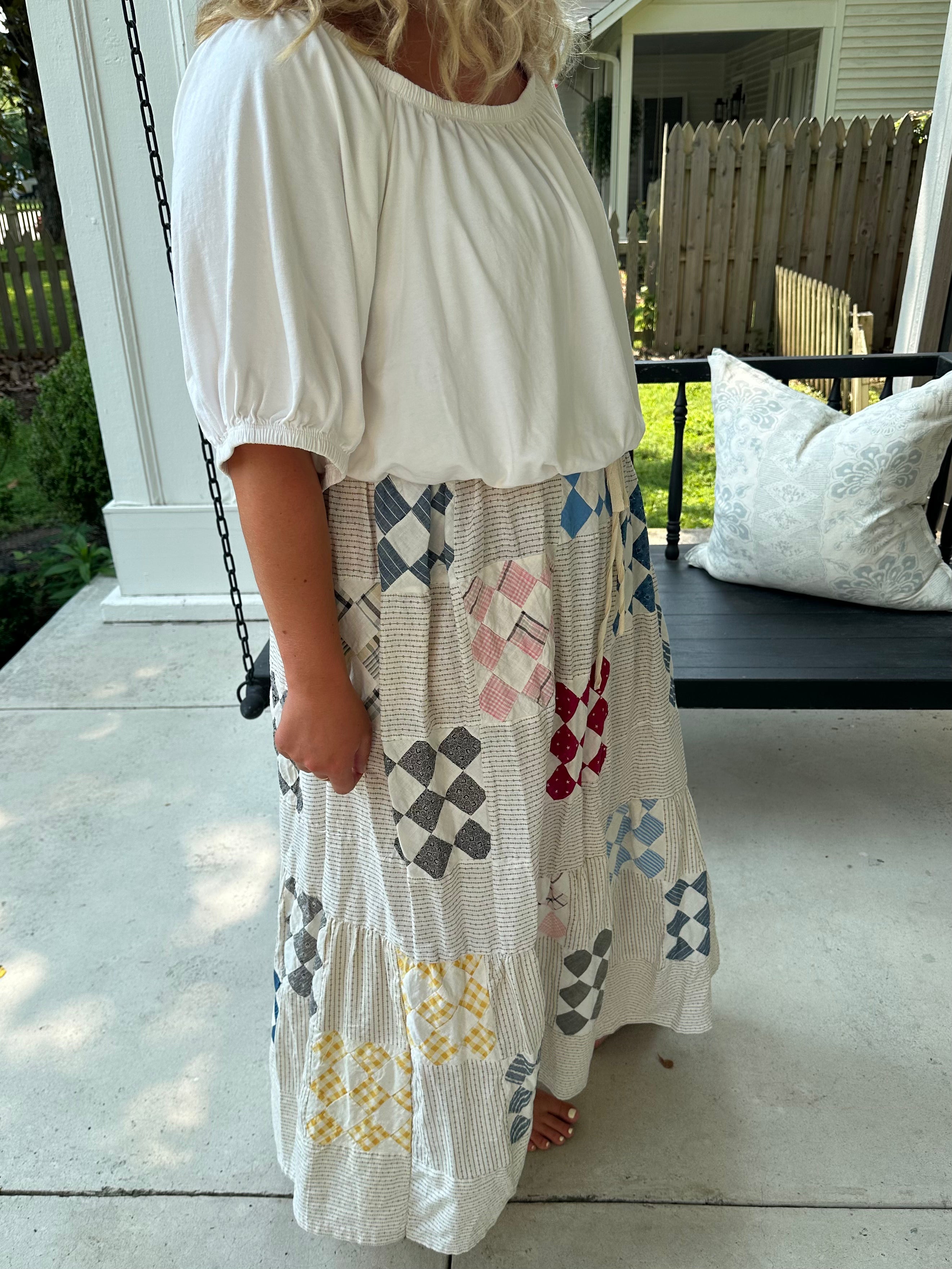 Western Nine Patch Quilt Top Skirt