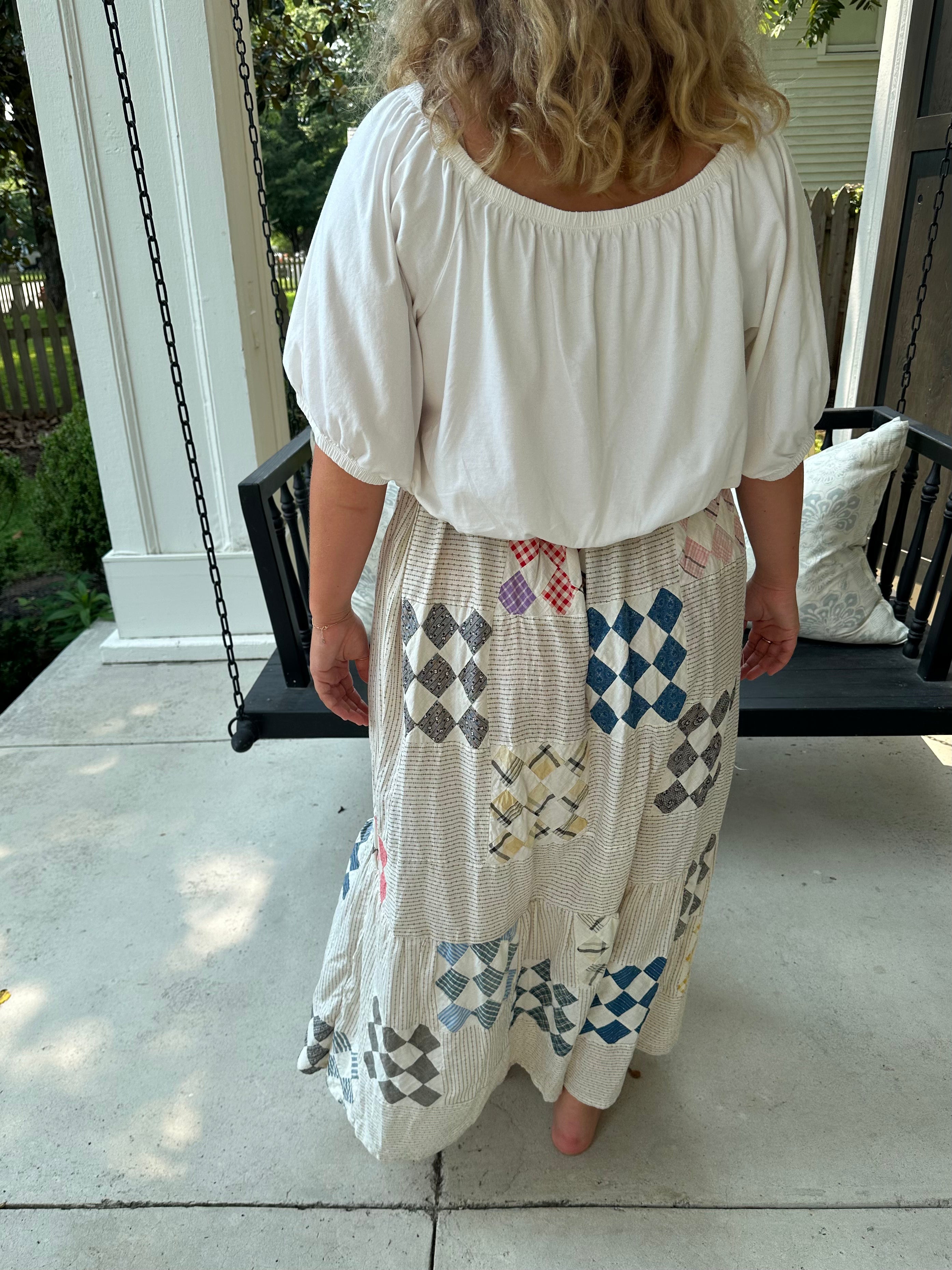 Western Nine Patch Quilt Top Skirt