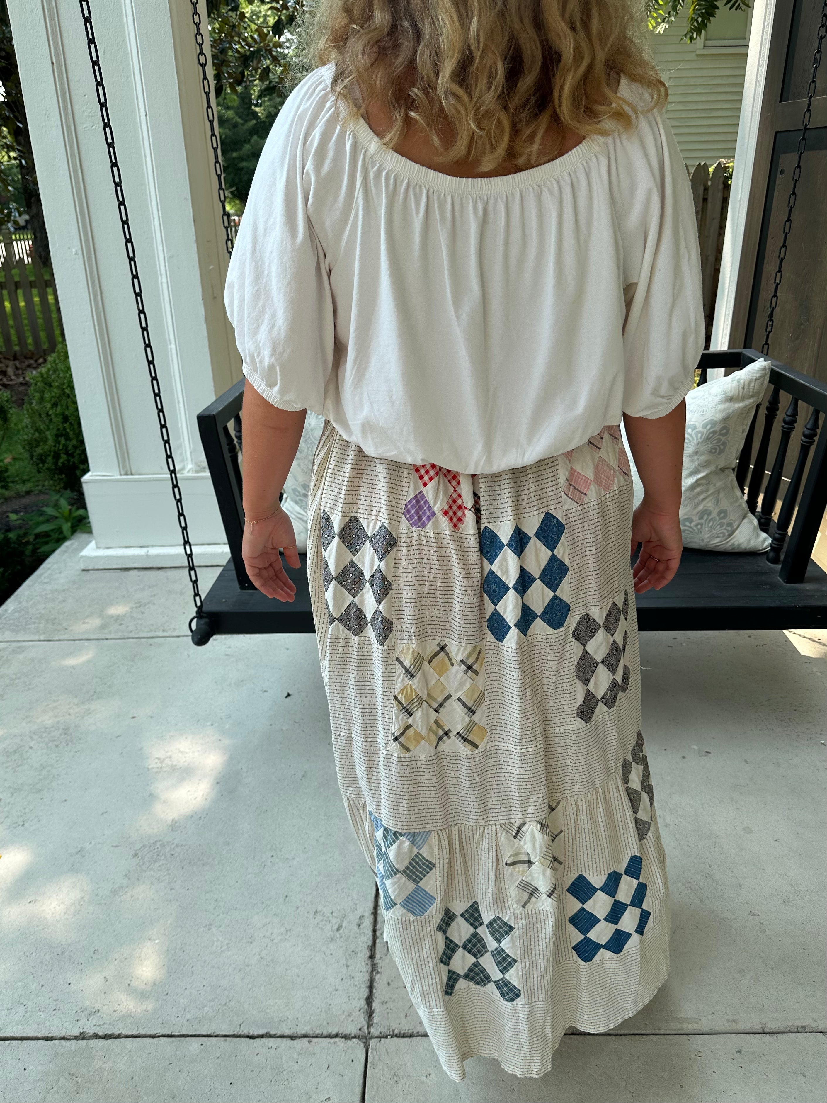Western Nine Patch Quilt Top Skirt