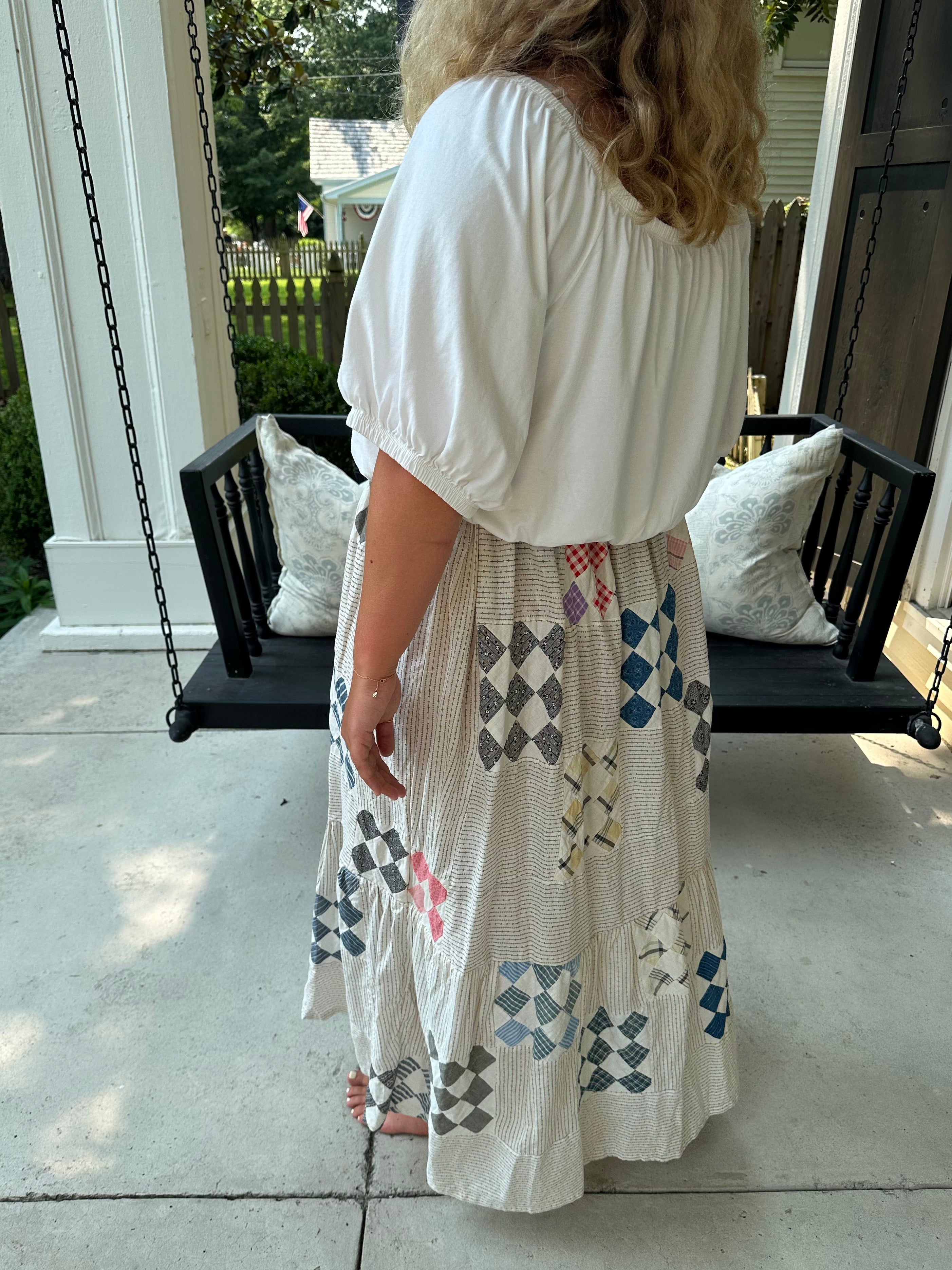 Western Nine Patch Quilt Top Skirt