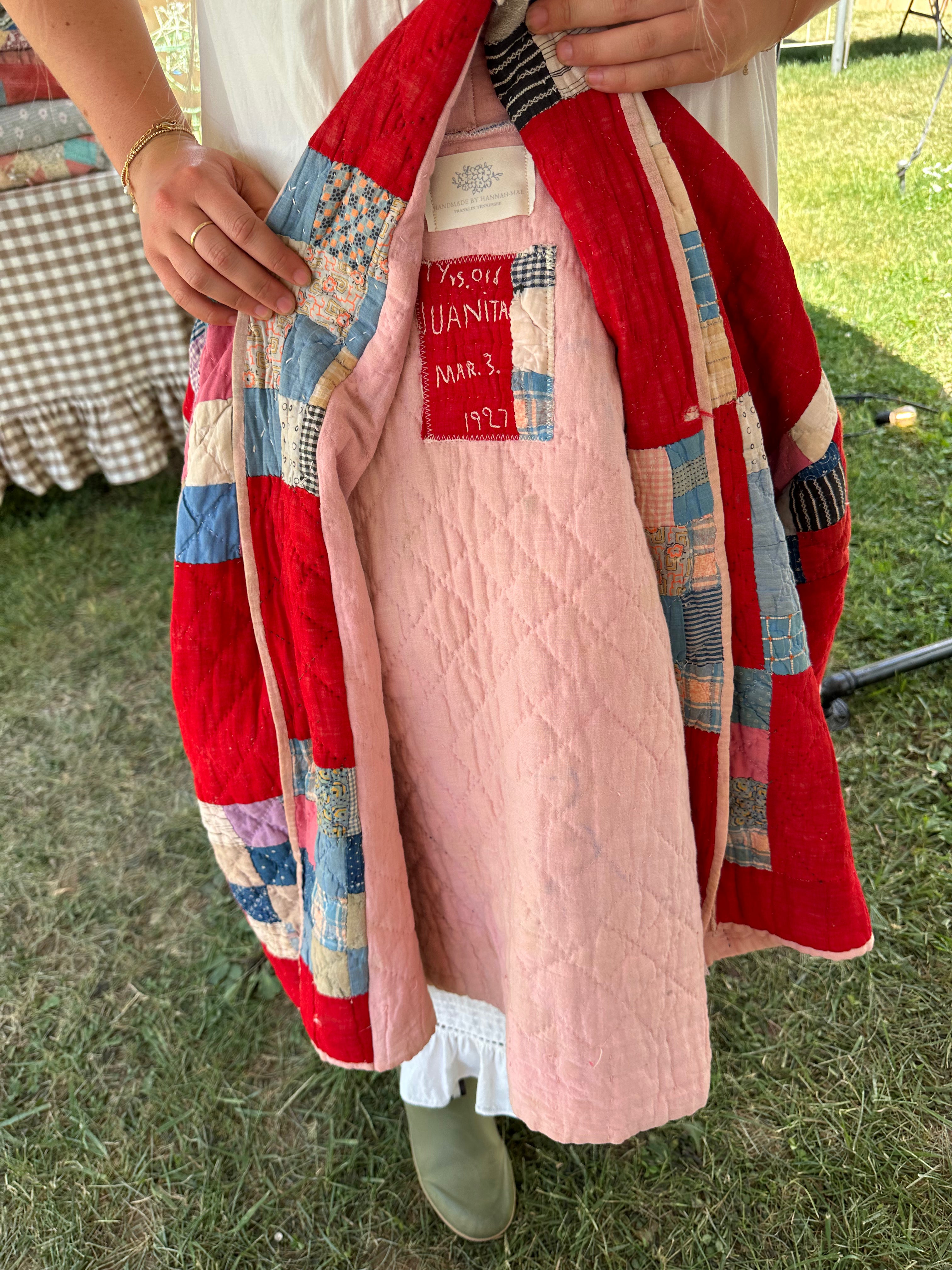 Red Antique Patchwork Quilt Jacket