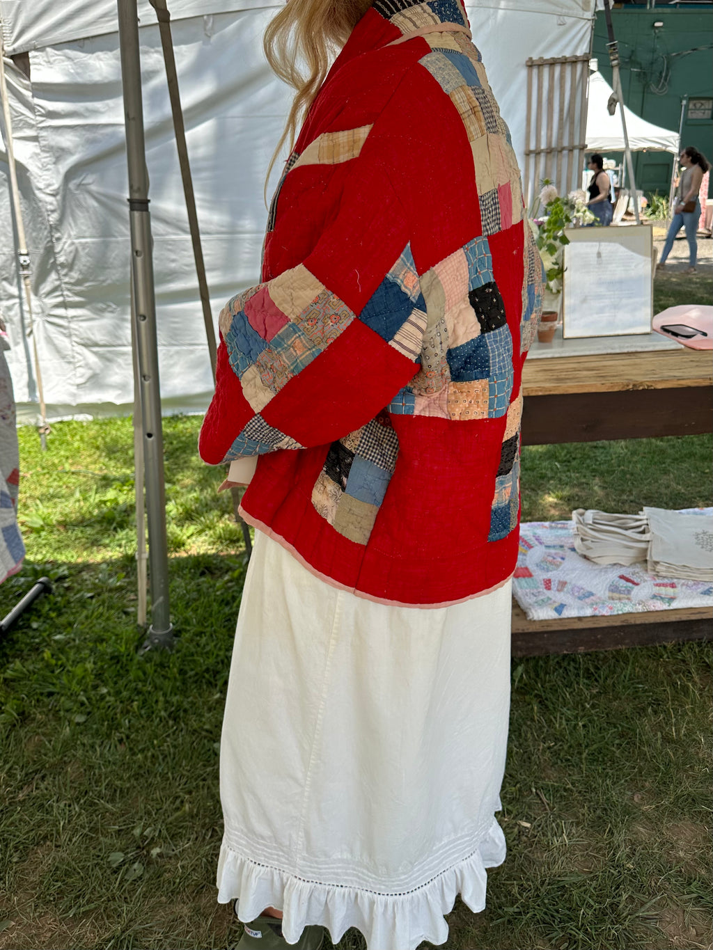 Red Antique Patchwork Quilt Jacket