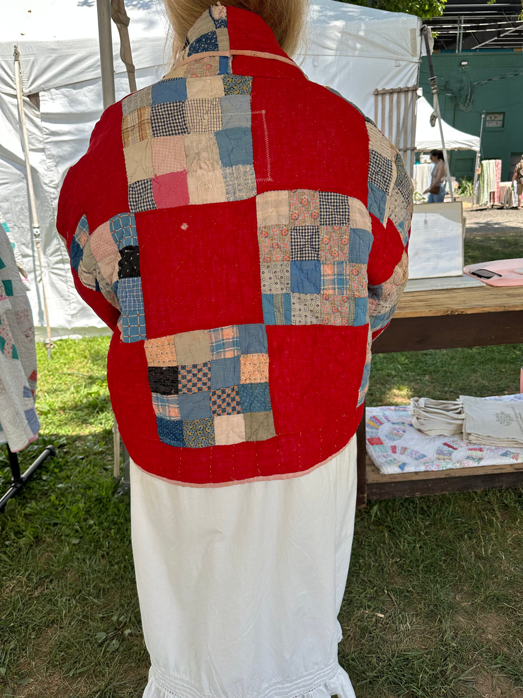 Red Antique Patchwork Quilt Jacket