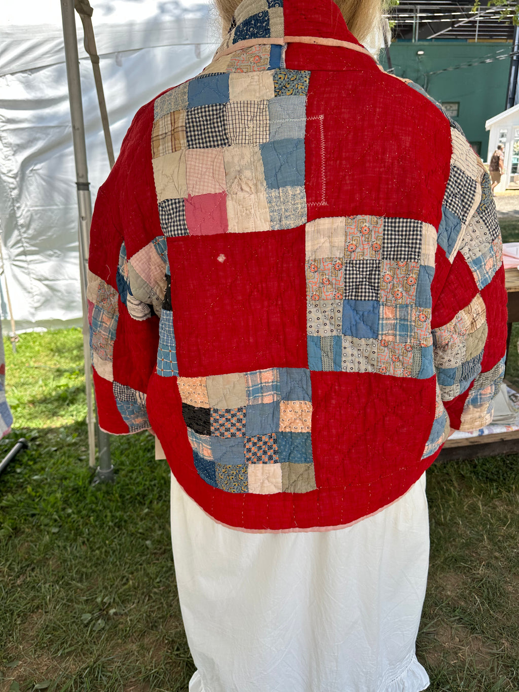 Red Antique Patchwork Quilt Jacket
