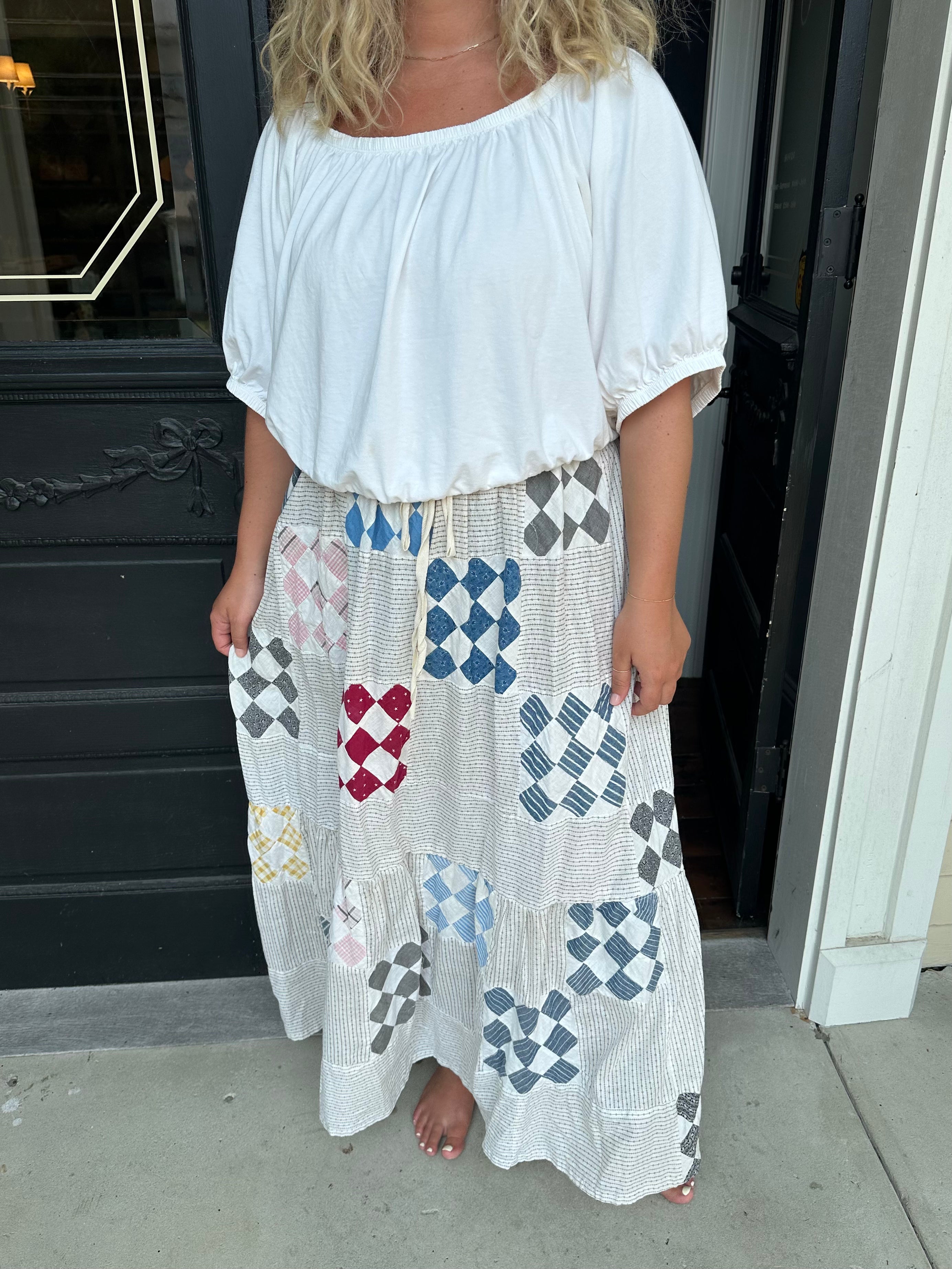 Western Nine Patch Quilt Top Skirt