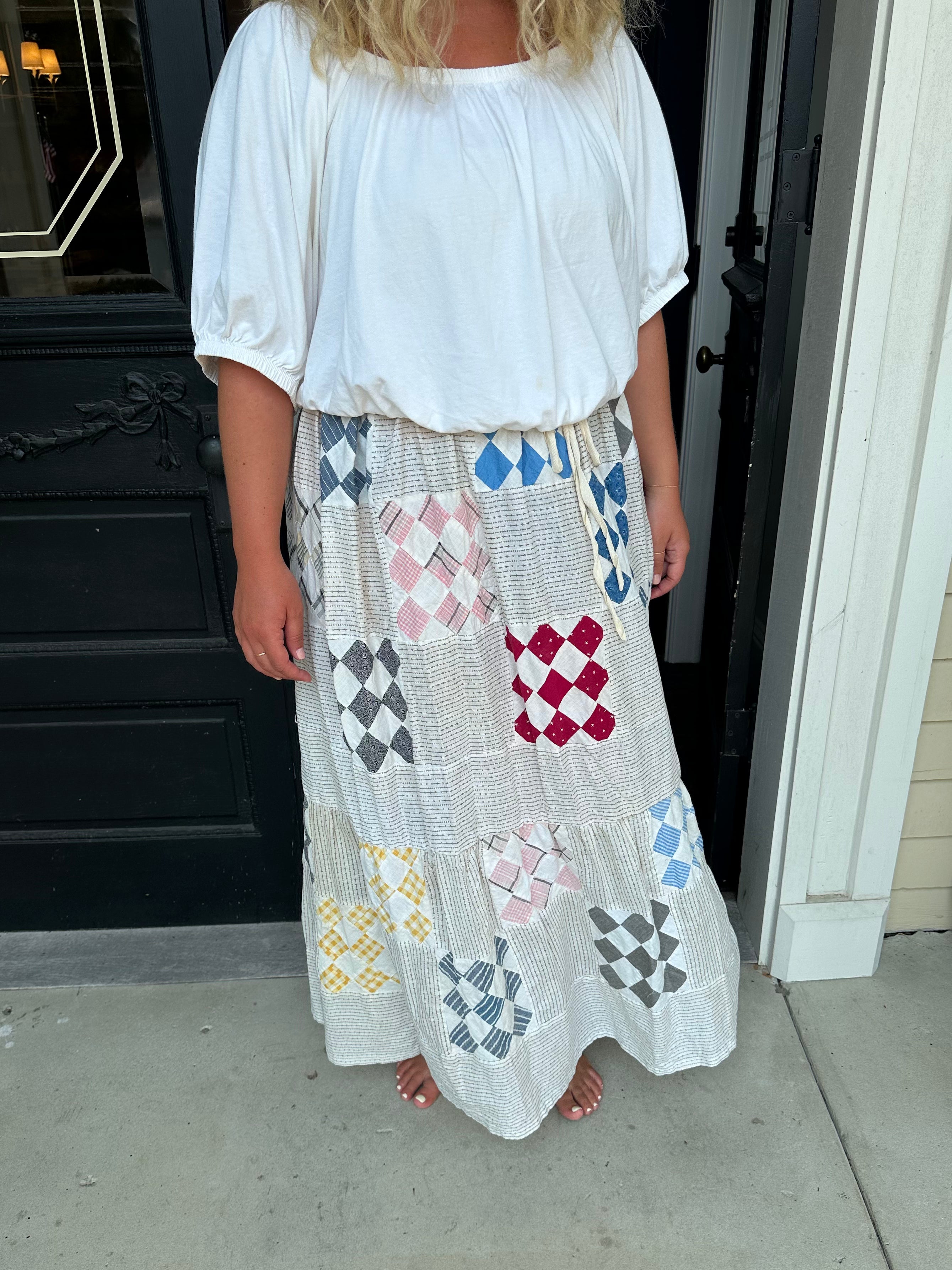 Western Nine Patch Quilt Top Skirt