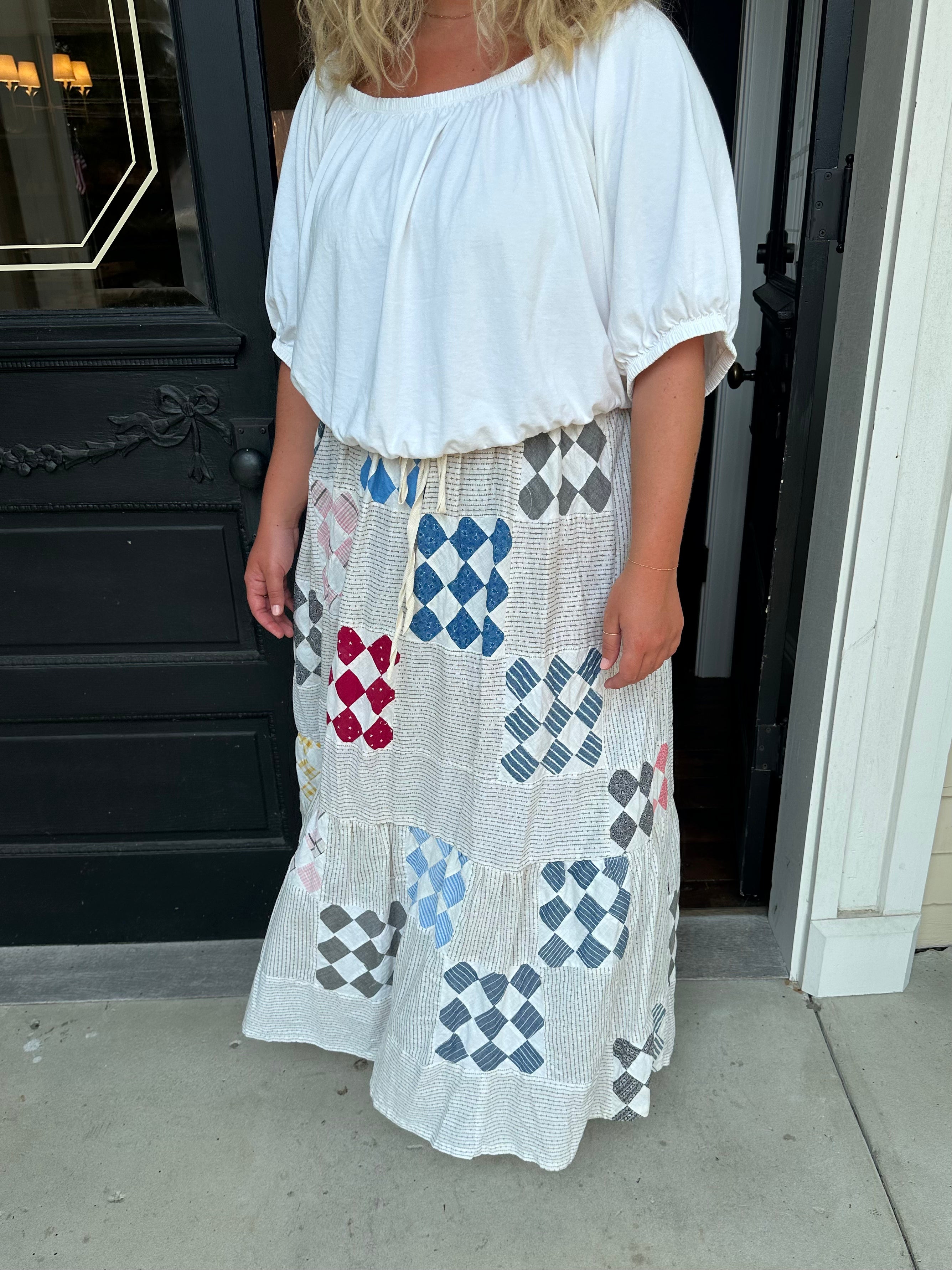 Western Nine Patch Quilt Top Skirt