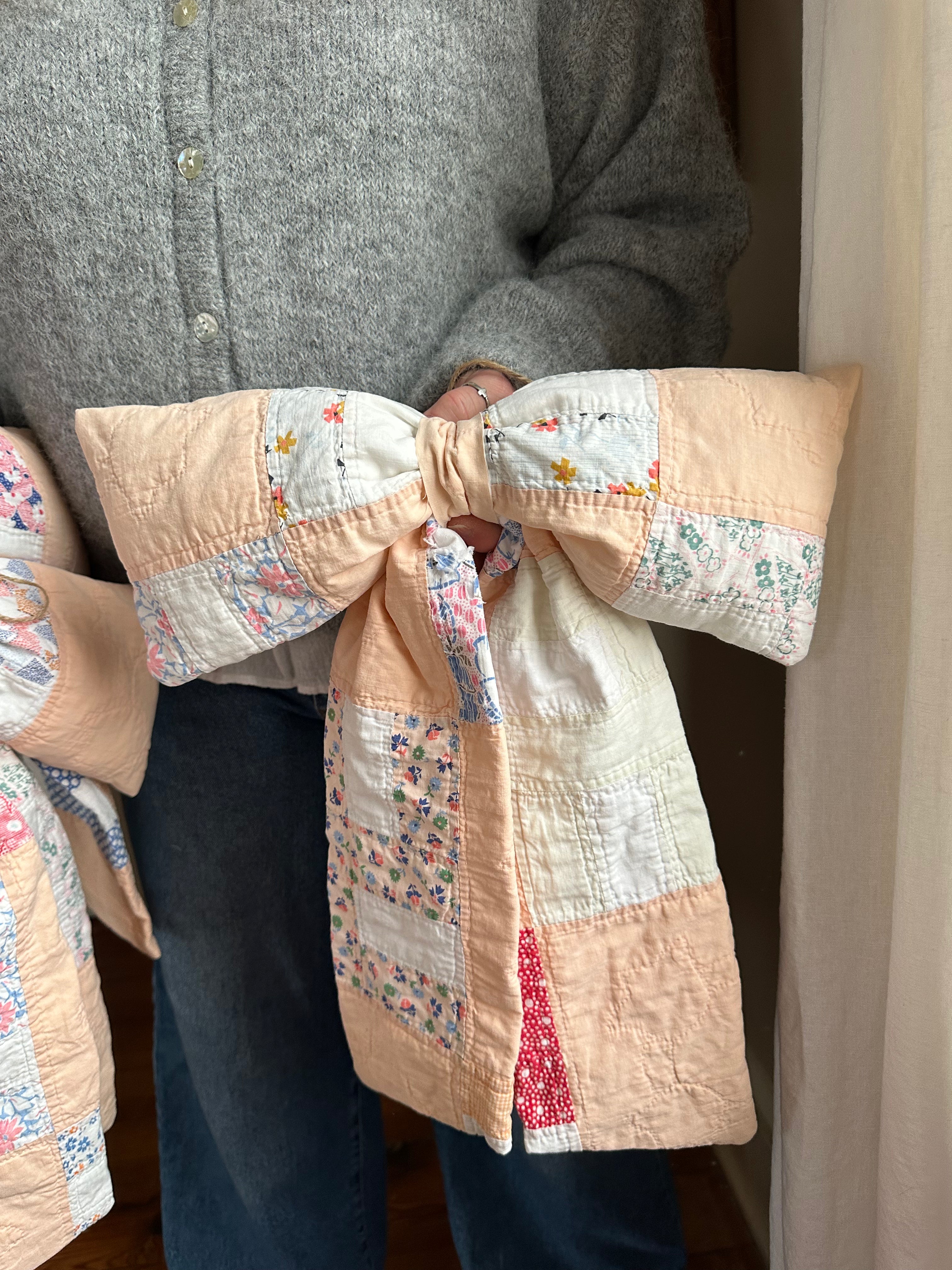 Orange Floral Quilt Bow (03)