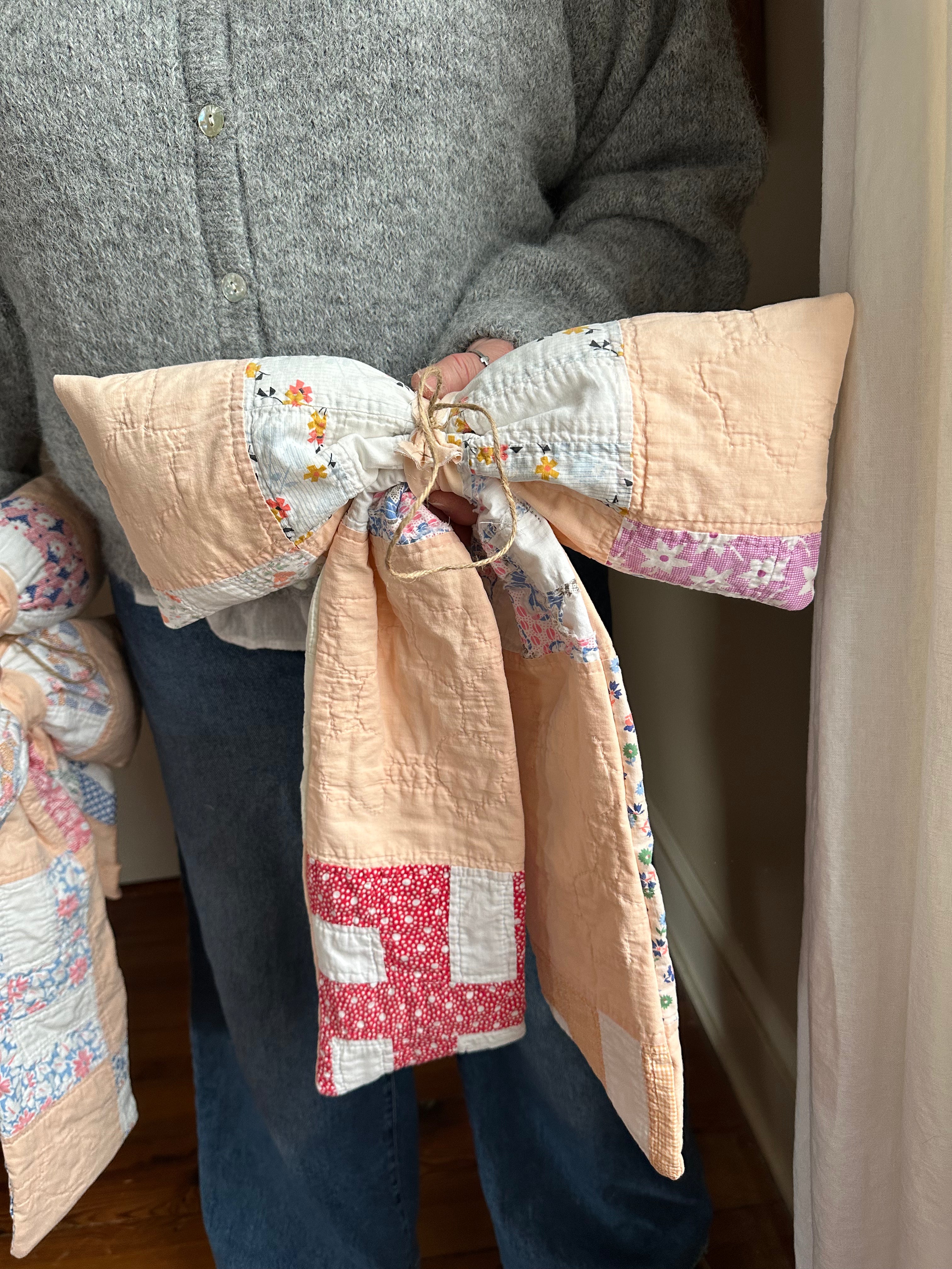 Orange Floral Quilt Bow (03)