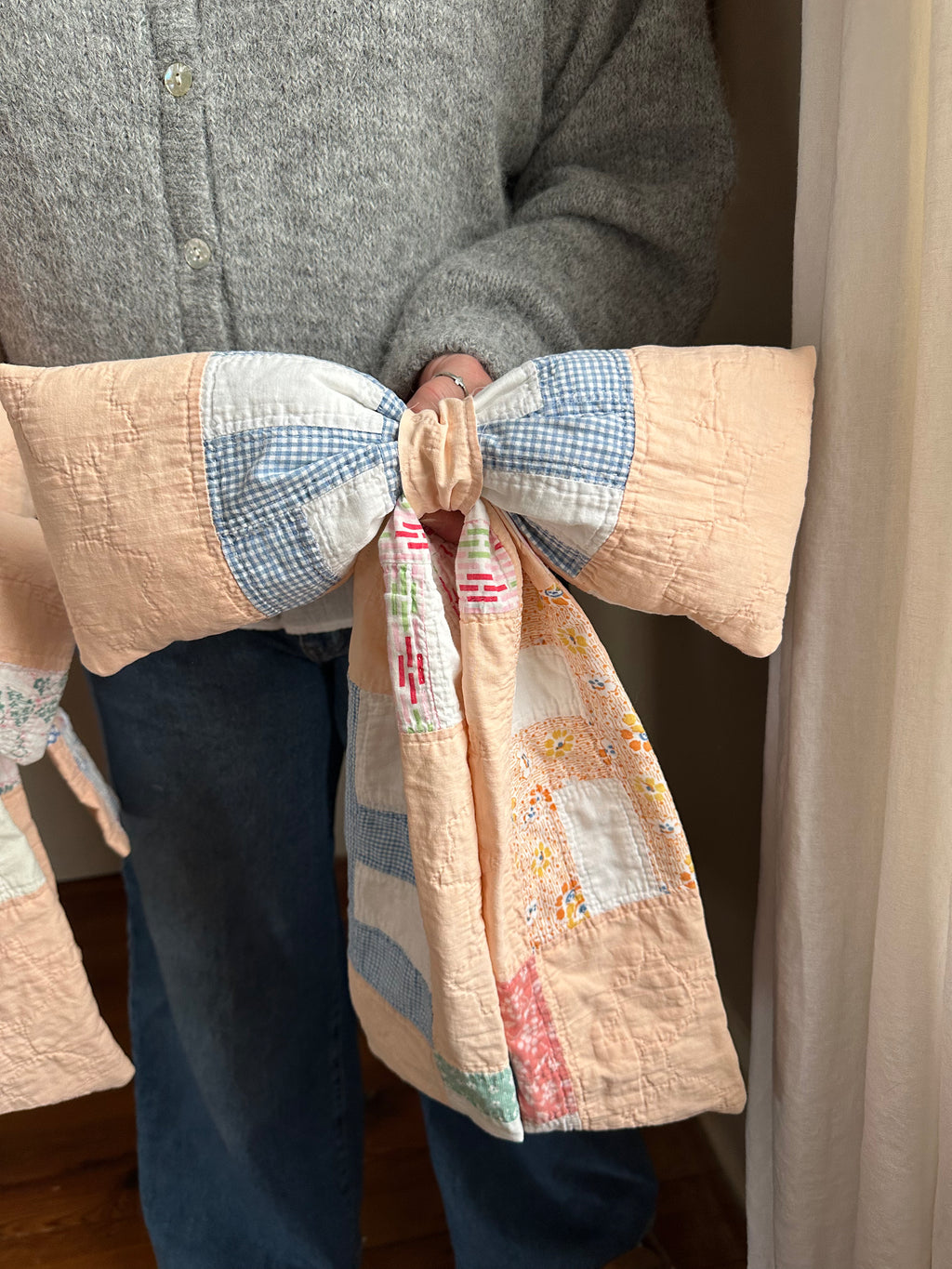 Orange Floral Quilt Bow (04)