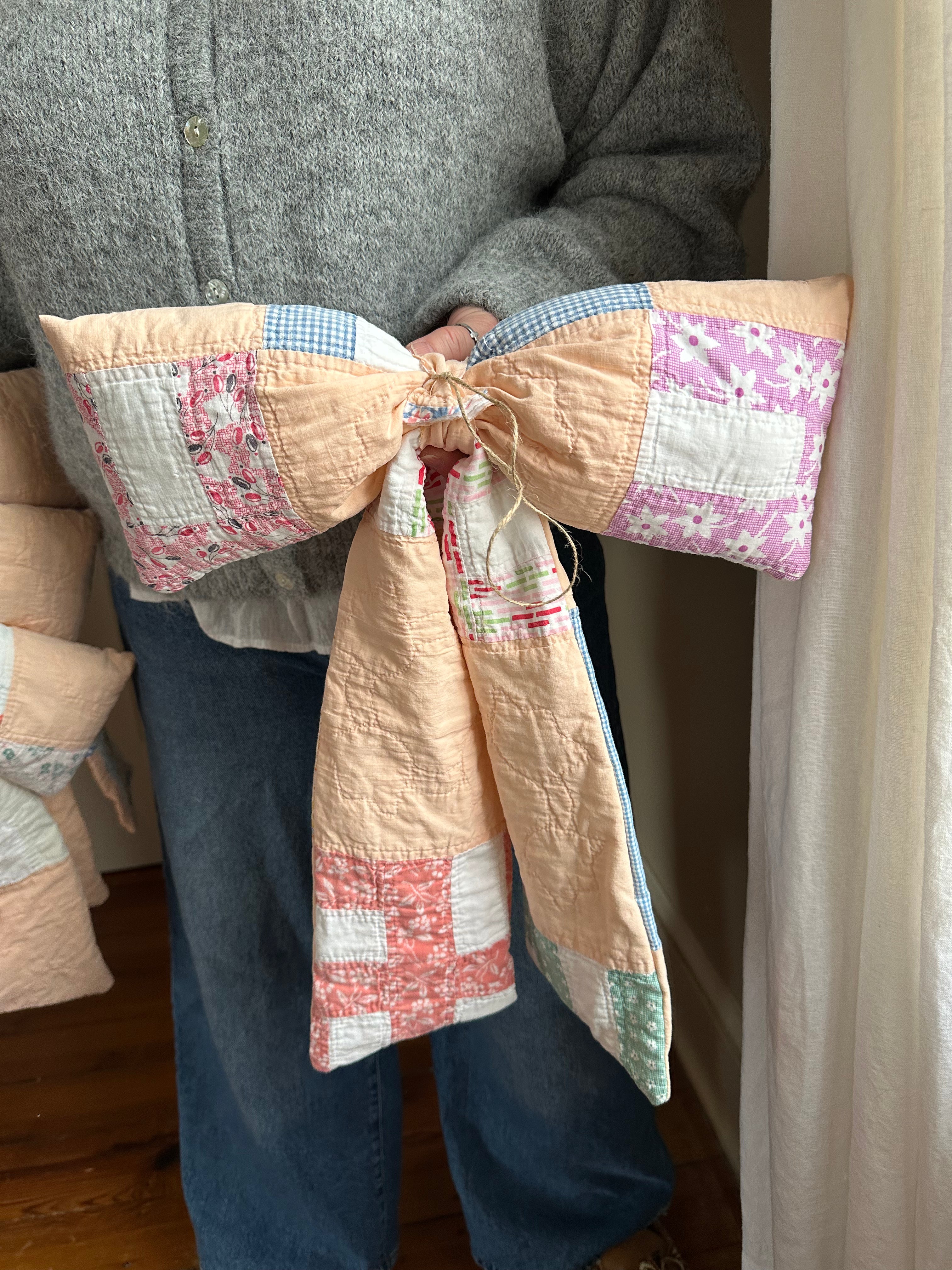 Orange Floral Quilt Bow (04)