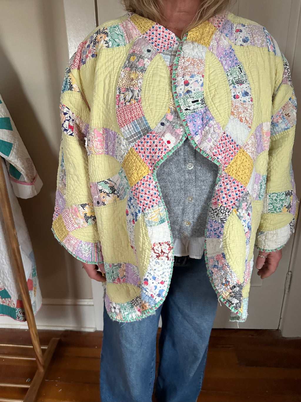 Yellow Wedding Ring Quilt Jacket