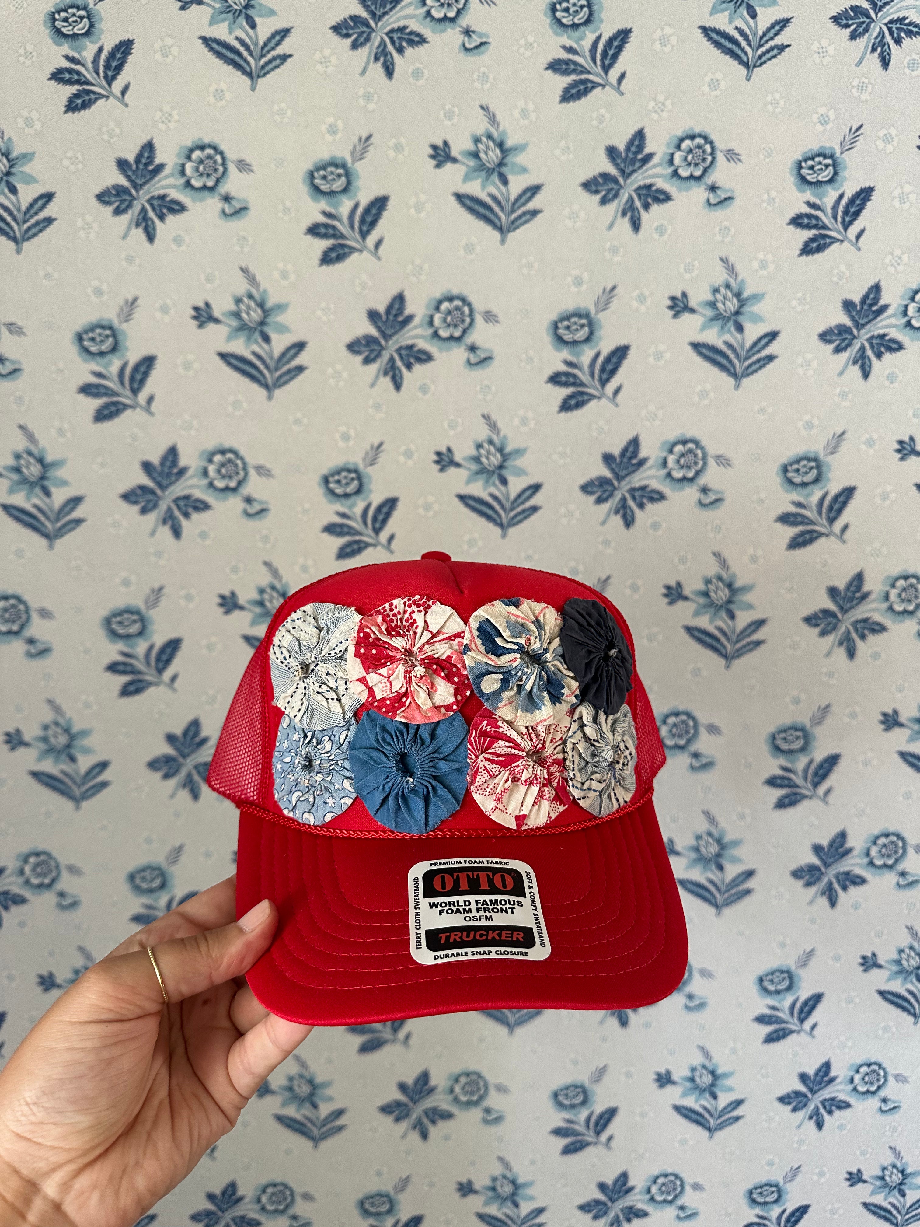 Vintage Yoyo Quilt Trucker Hat (14)