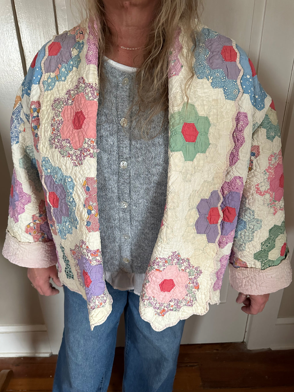 Pink Grandma's Garden Quilt Jacket