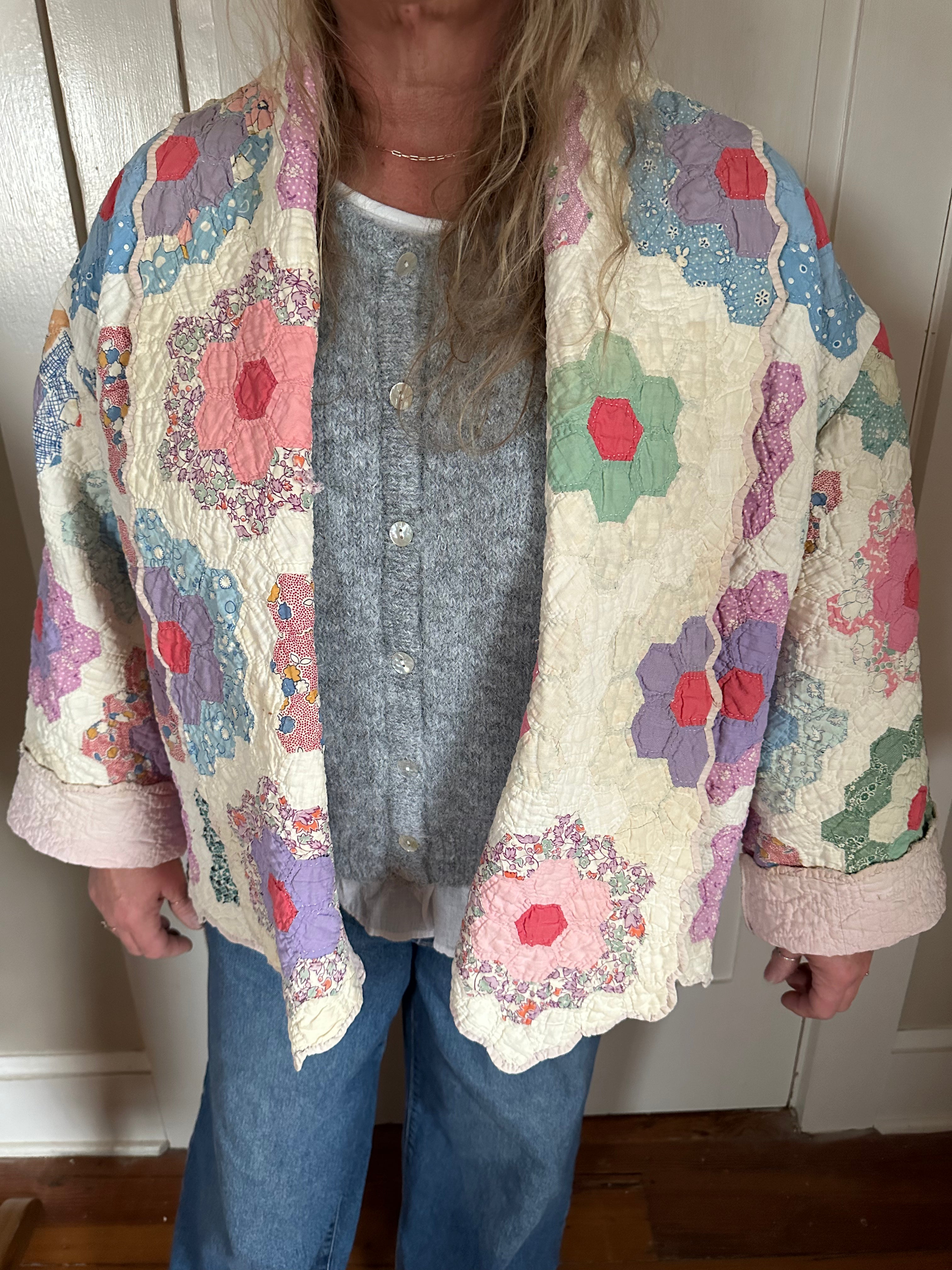 Pink Grandma's Garden Quilt Jacket
