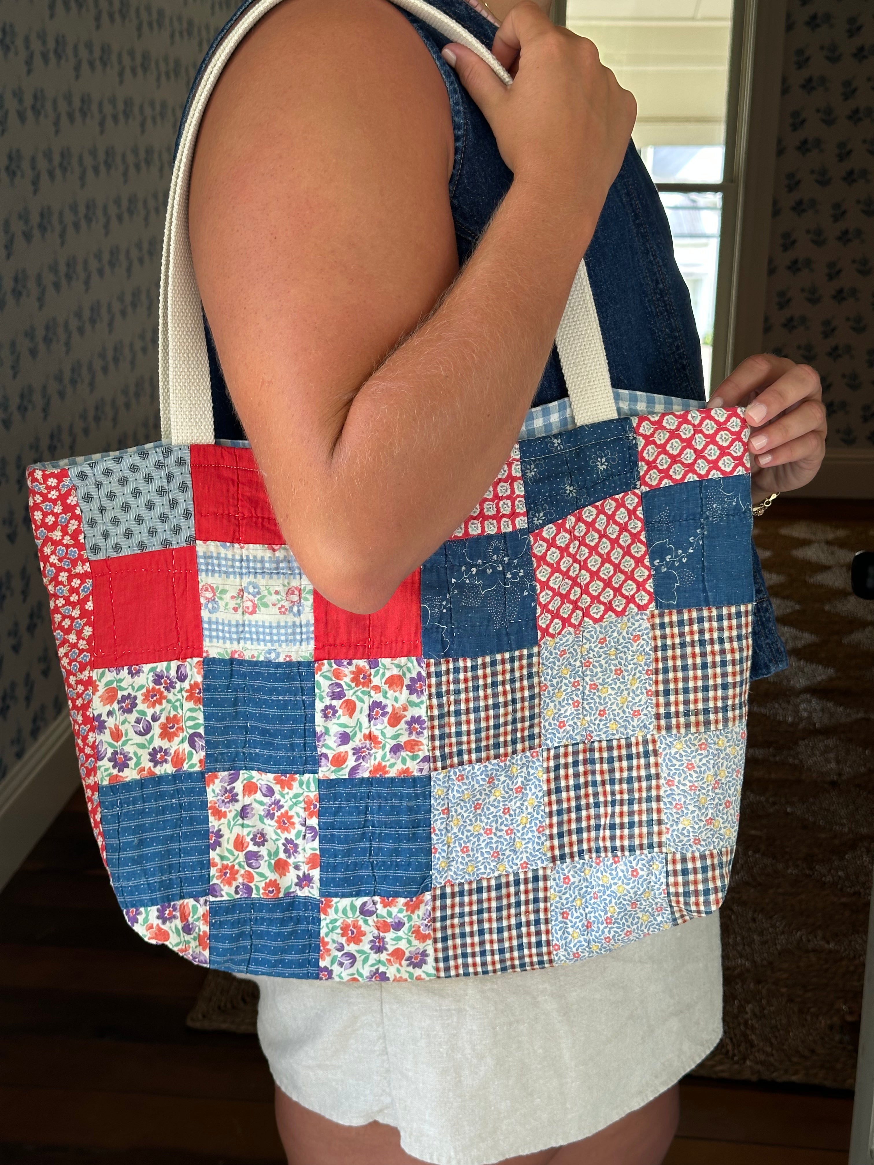 Nine Patch Quilt Tote & Pouch Set