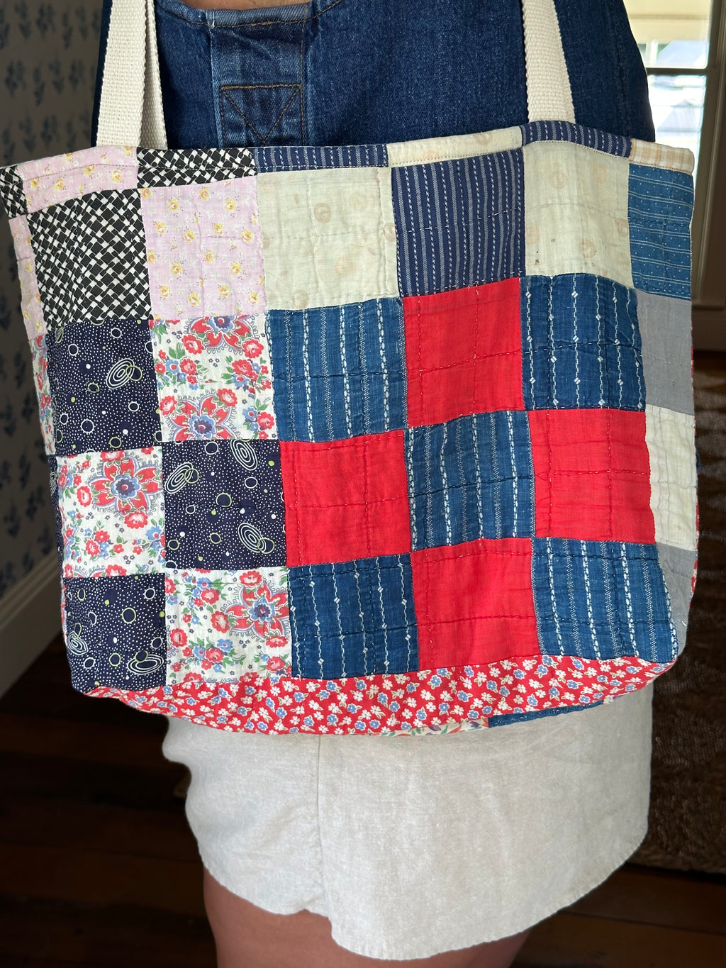 Nine Patch Quilt Tote & Pouch Set