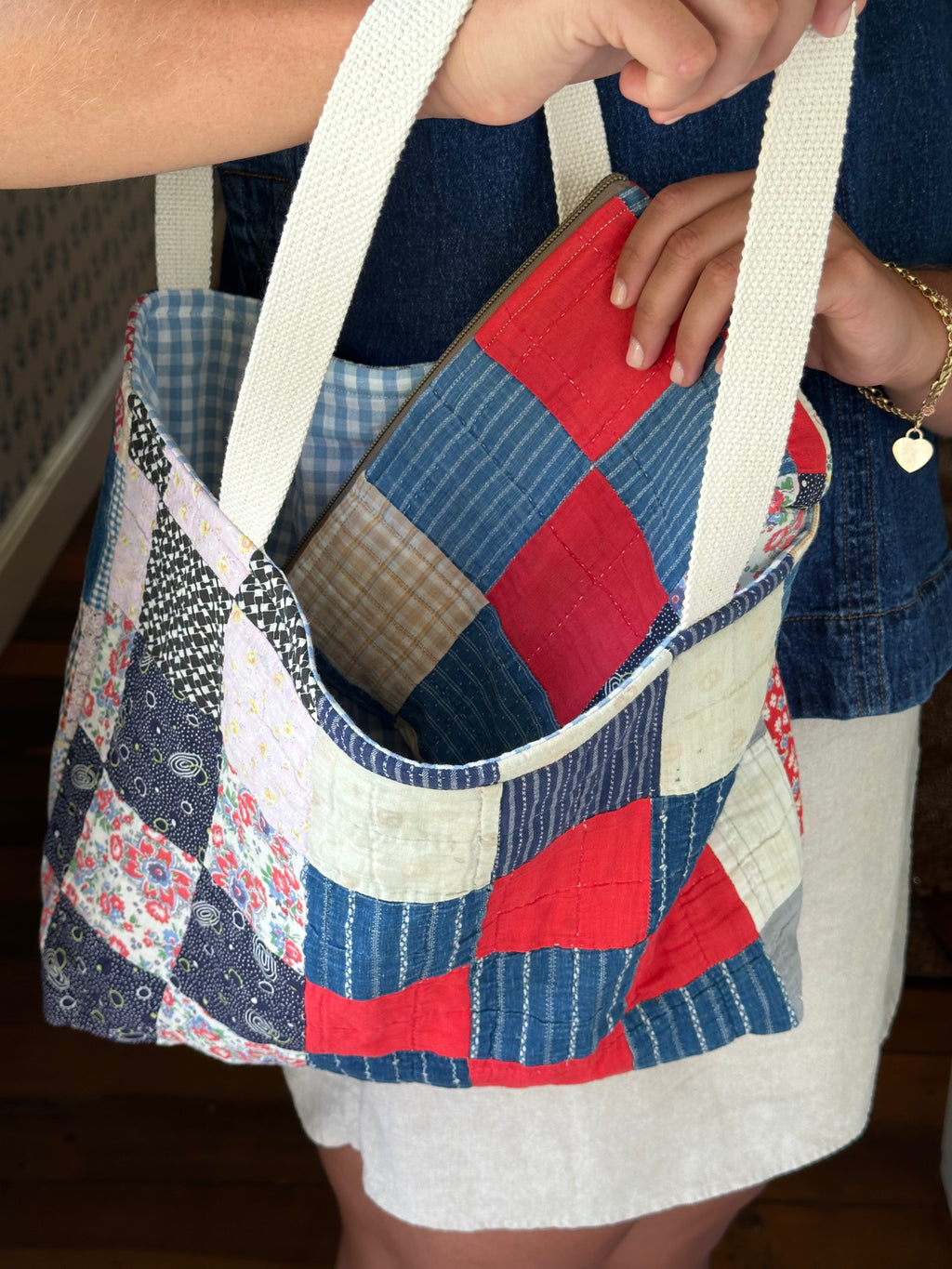 Nine Patch Quilt Tote & Pouch Set