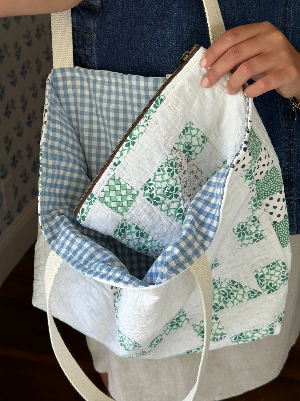 Polka Dot Quilt Tote & Pouch Set