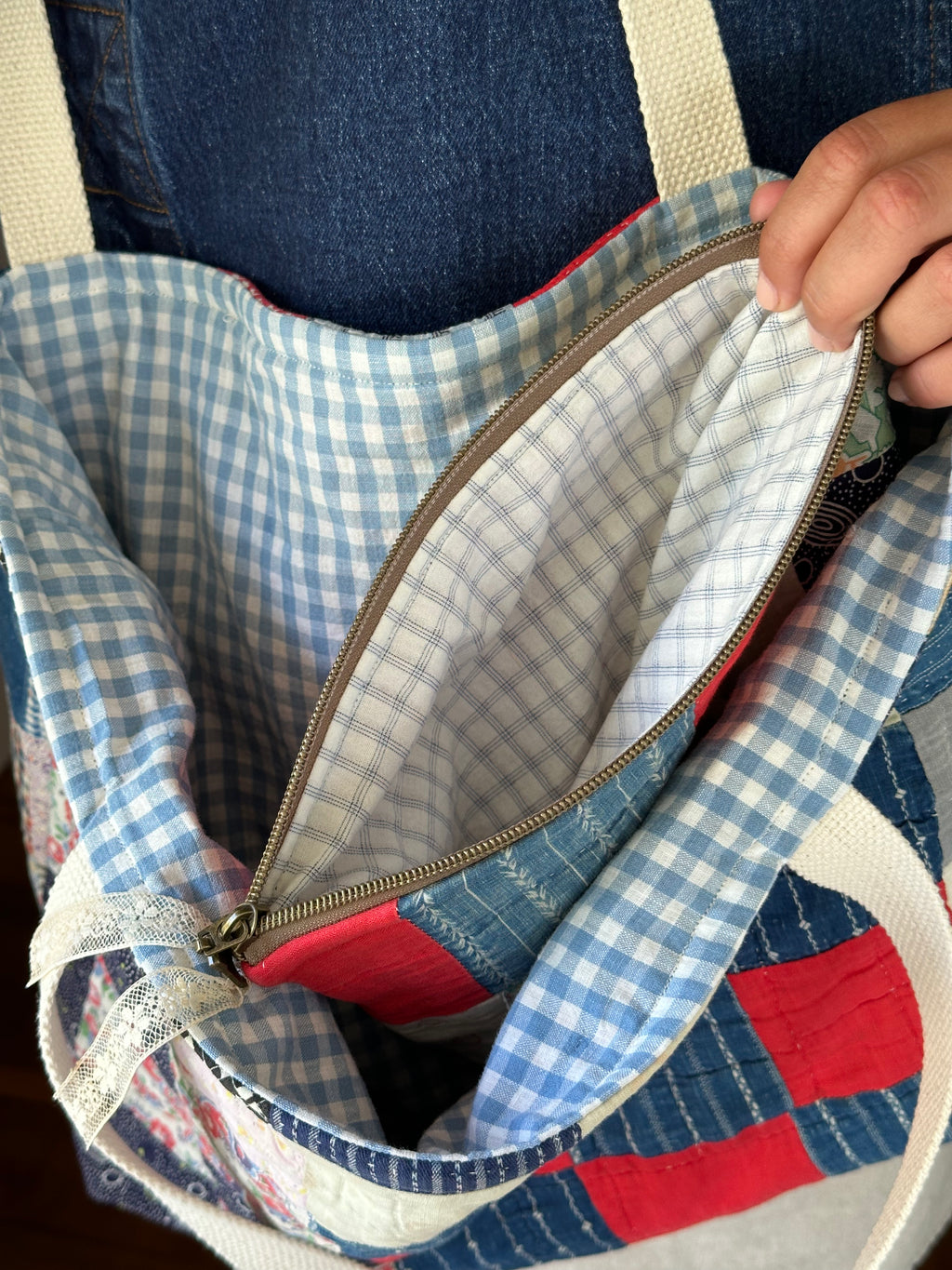 Nine Patch Quilt Tote & Pouch Set