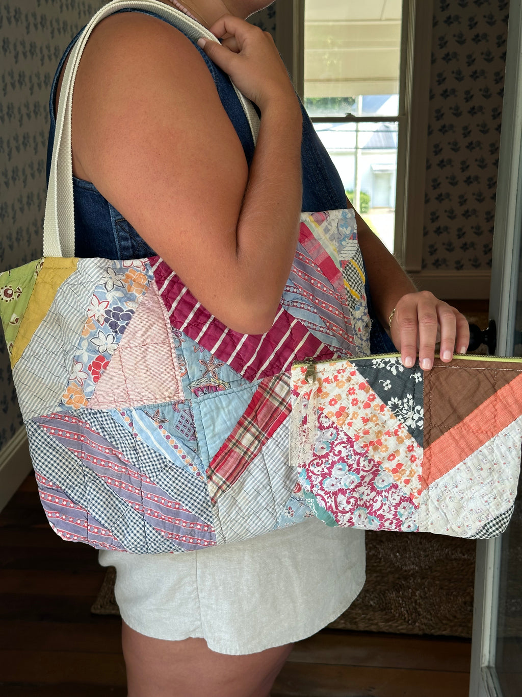 Crazy Quilt Tote & Pouch Set