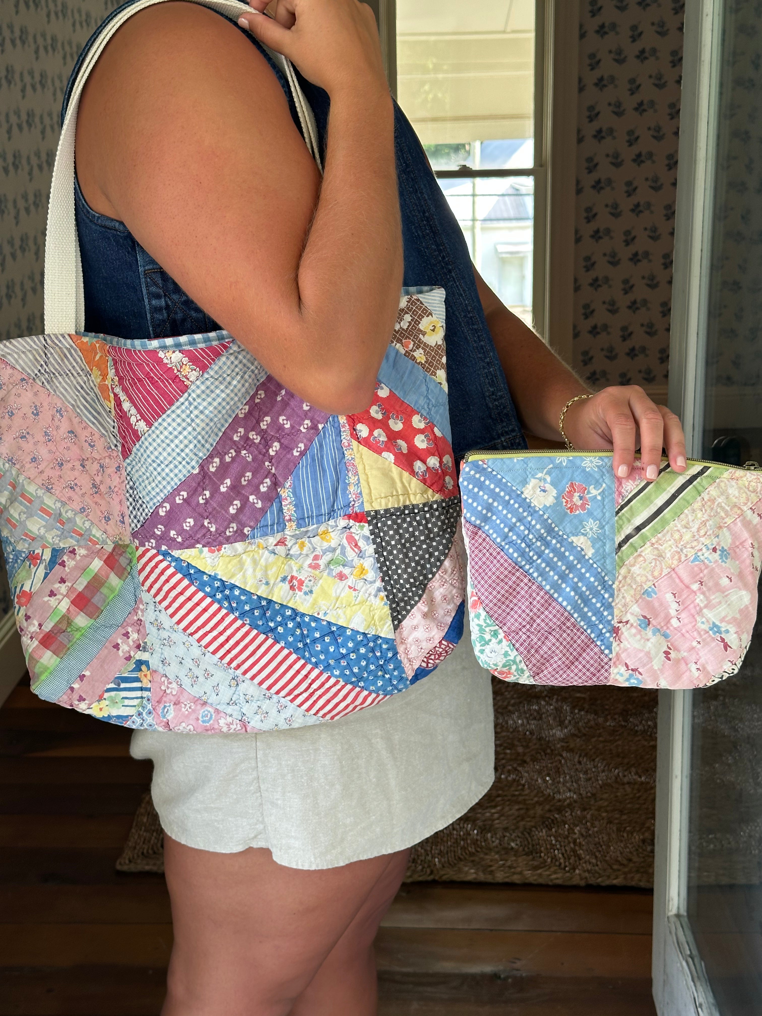 Crazy Quilt Tote & Pouch Set