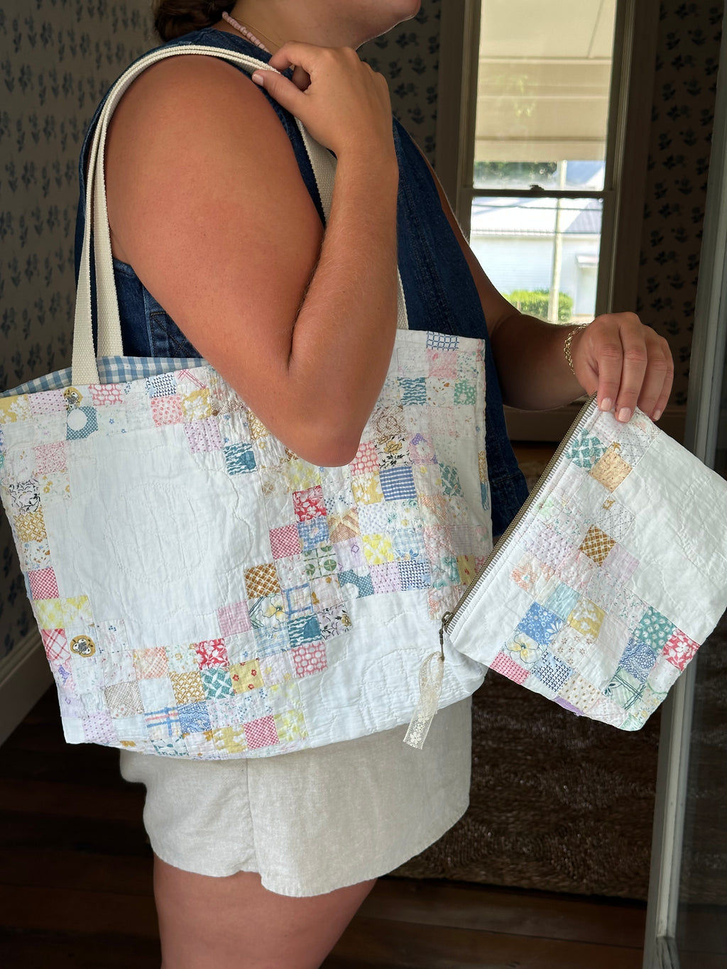 Irish Chain Quilt Tote & Pouch Set