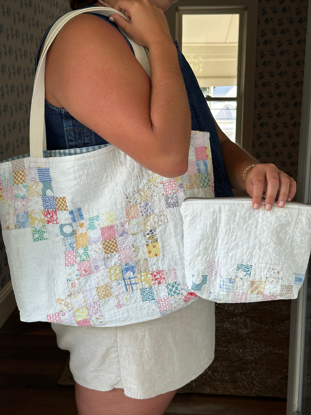 Irish Chain Quilt Tote & Pouch Set