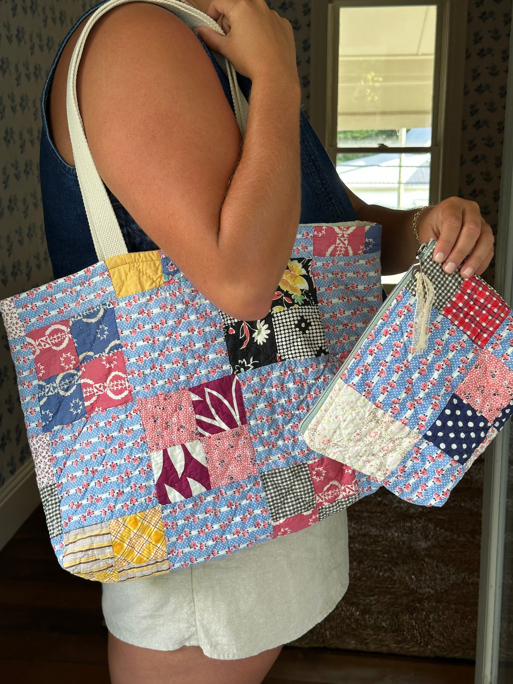 Four Square Quilt Tote & Pouch Set