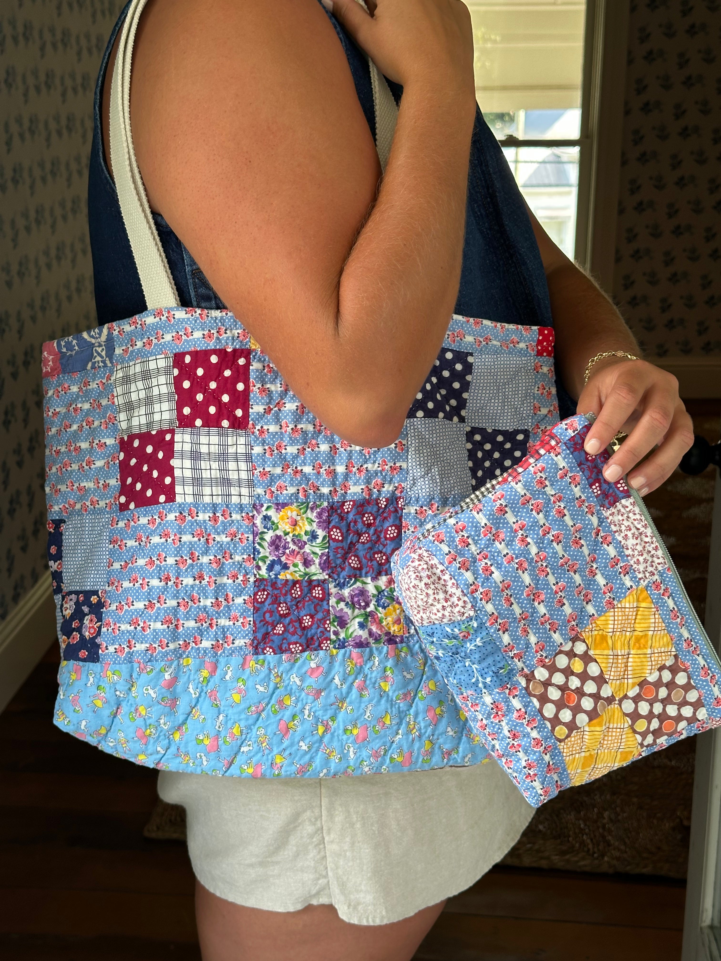 Four Square Quilt Tote & Pouch Set