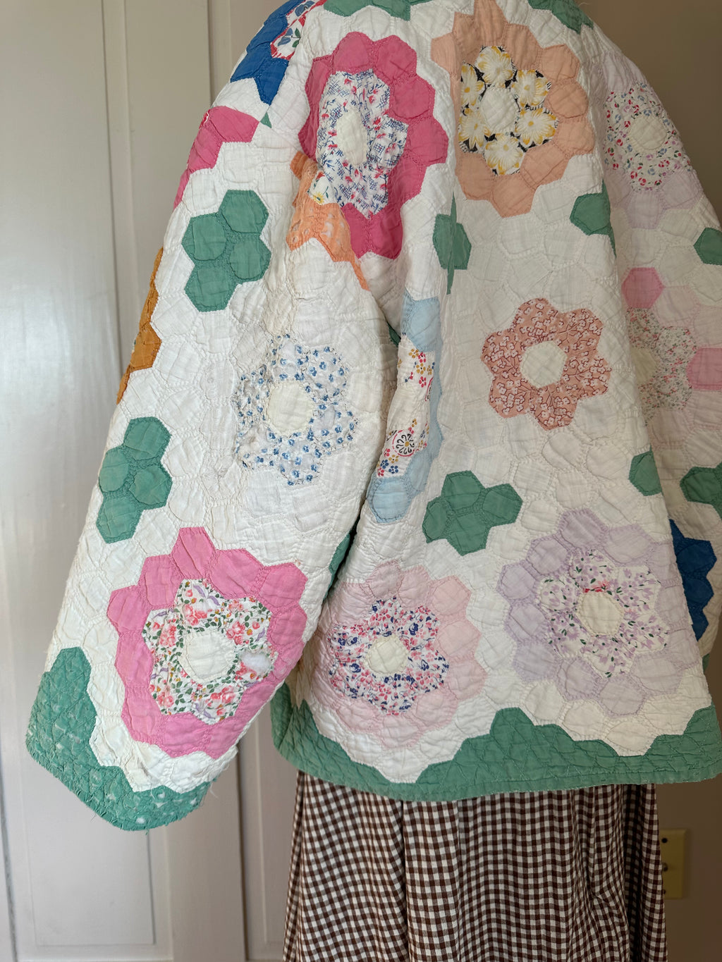 Green Grandma's Garden Quilt Jacket