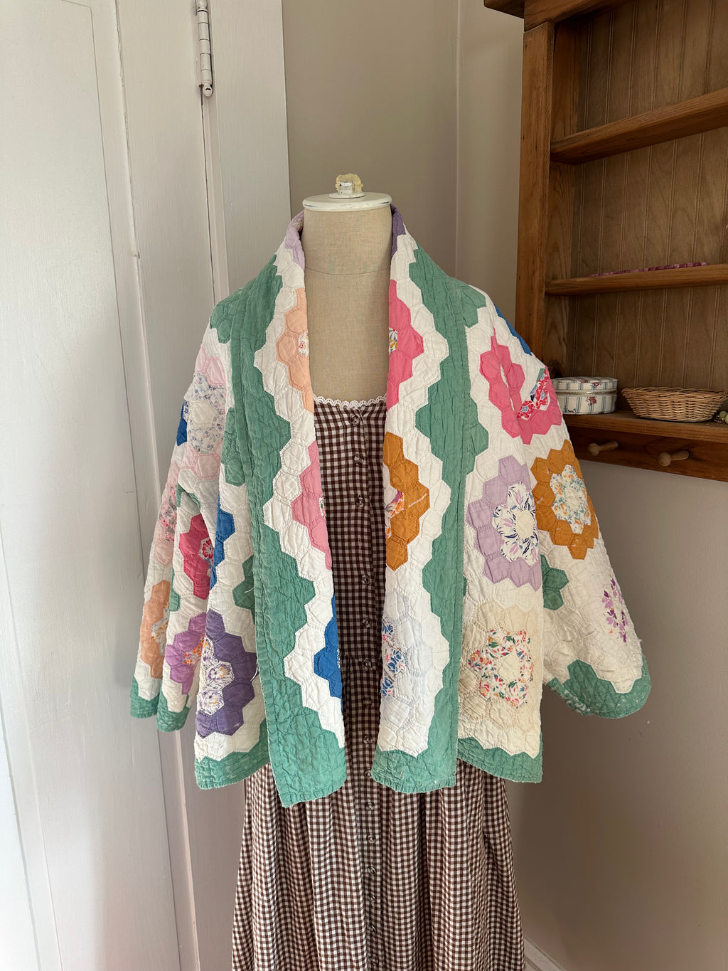 Green Grandma's Garden Quilt Jacket
