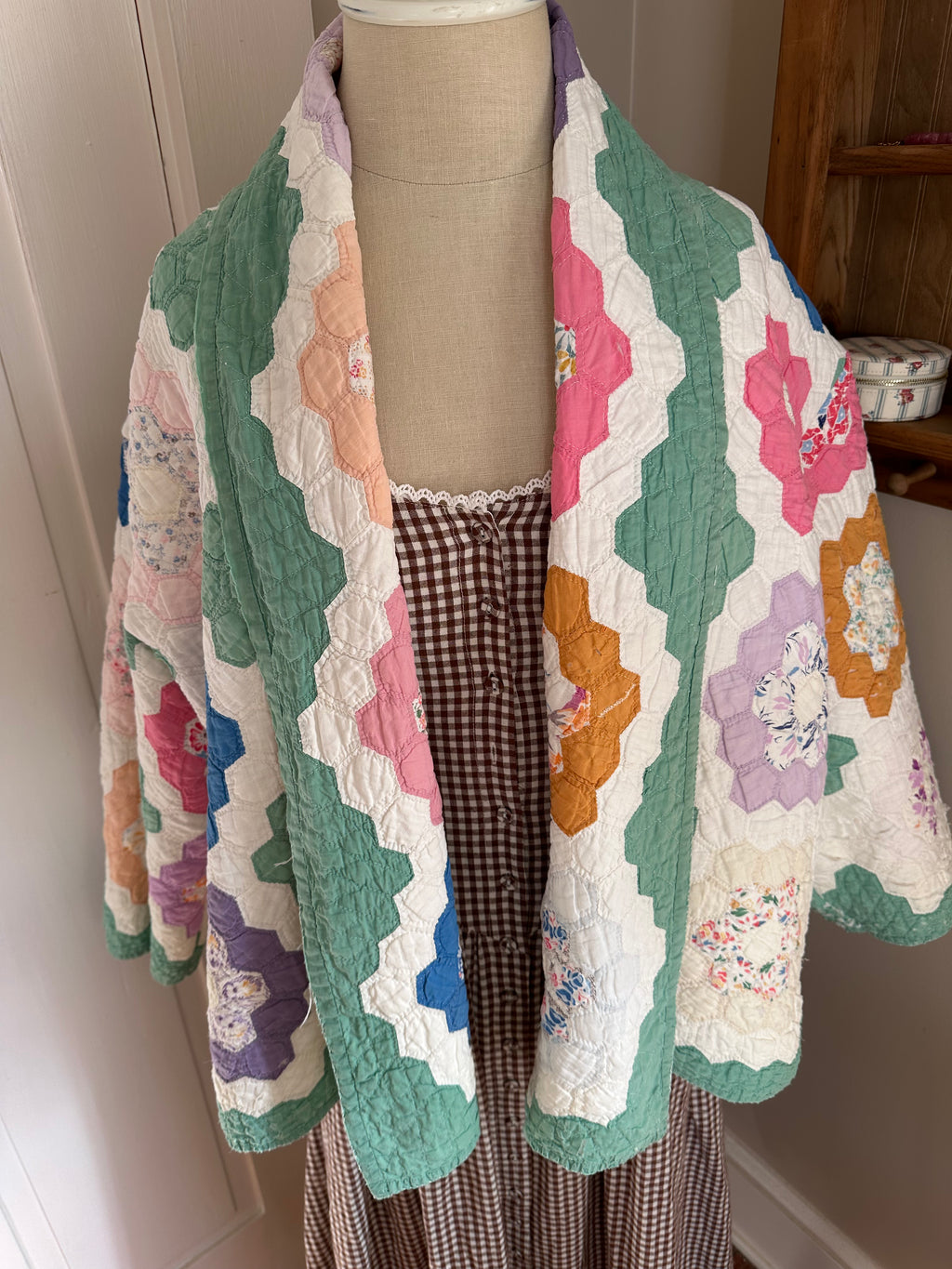 Green Grandma's Garden Quilt Jacket