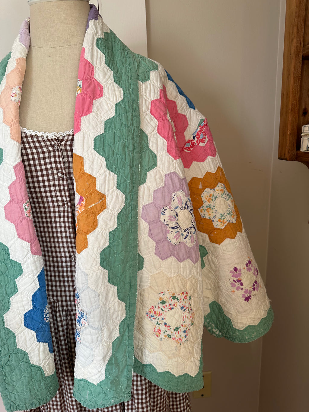 Green Grandma's Garden Quilt Jacket