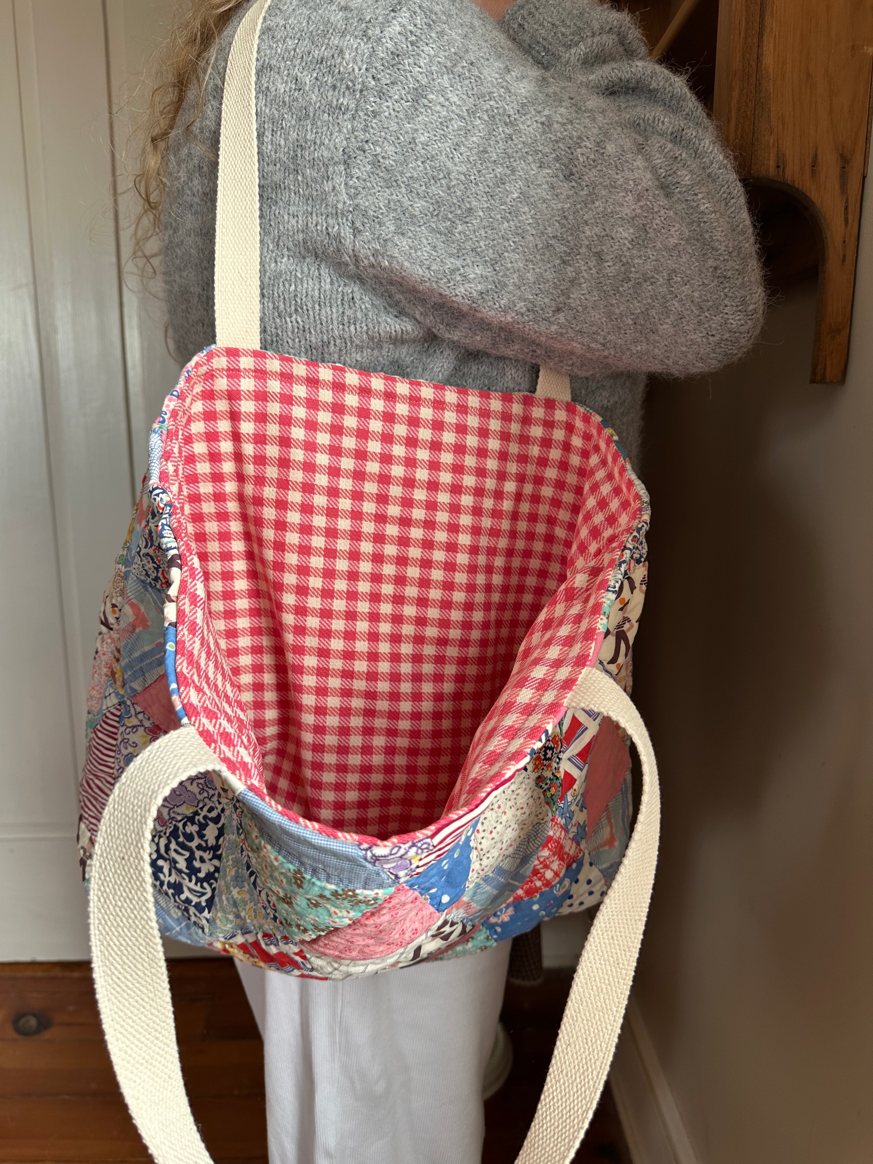 Triangle Patchwork Quilt Tote Bag