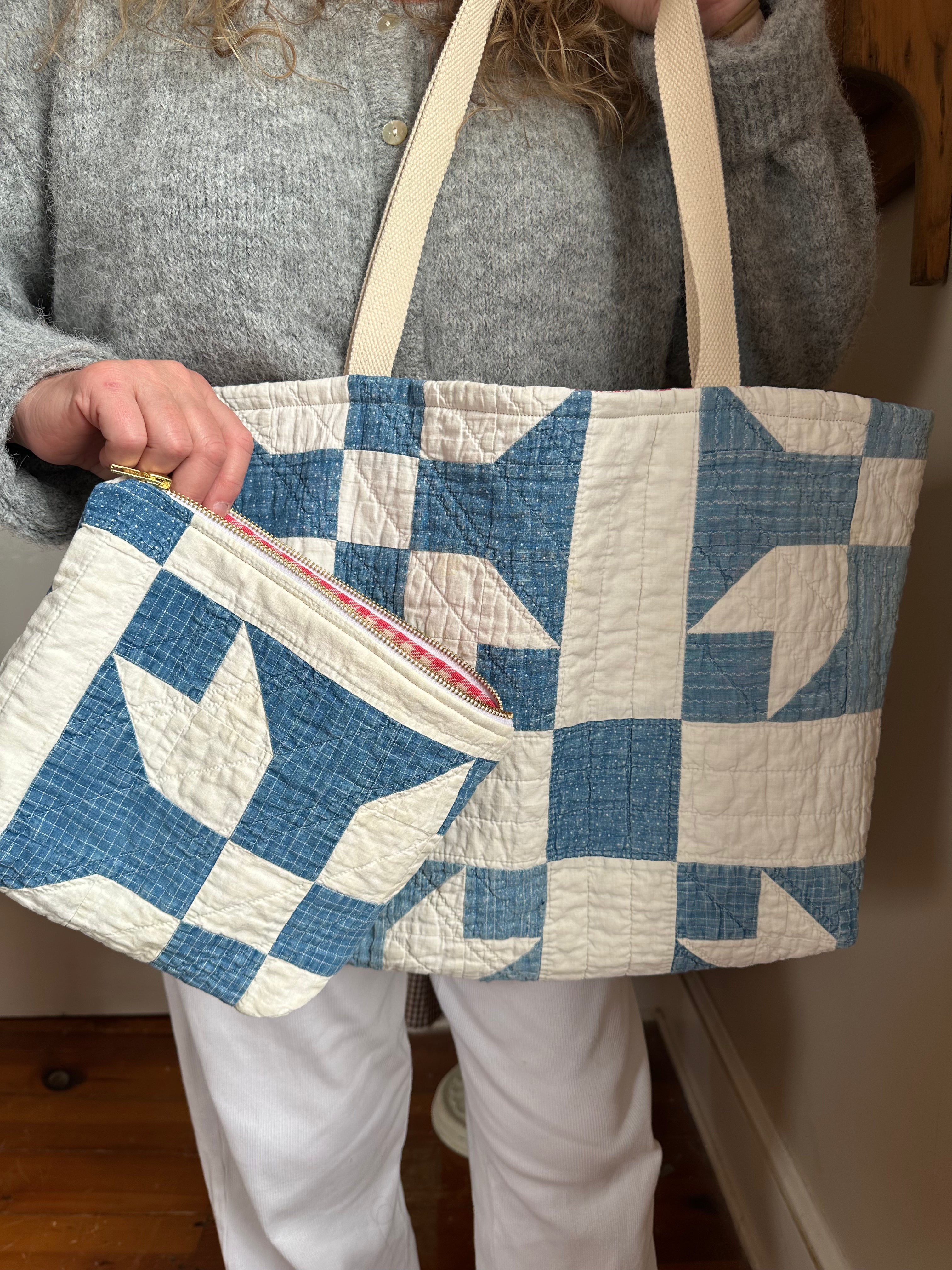 Ducks Foot Quilt Tote Bag & Pouch Set