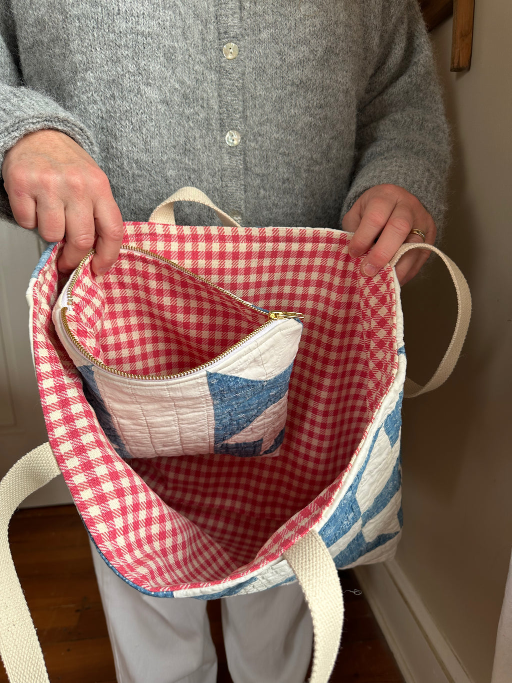 Ducks Foot Quilt Tote Bag & Pouch Set