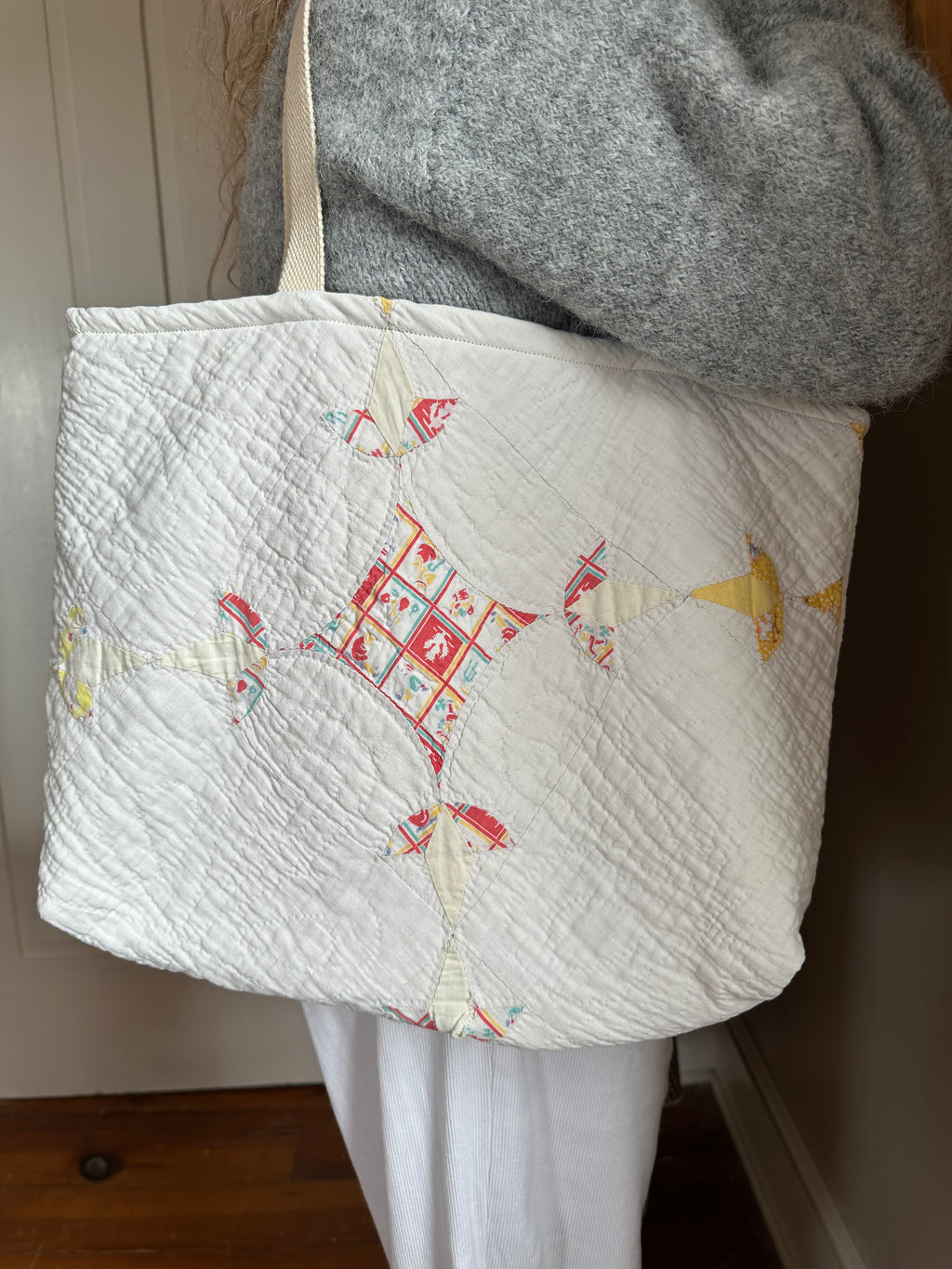Yellow Tulip Quilt Tote Bag & Pouch Set
