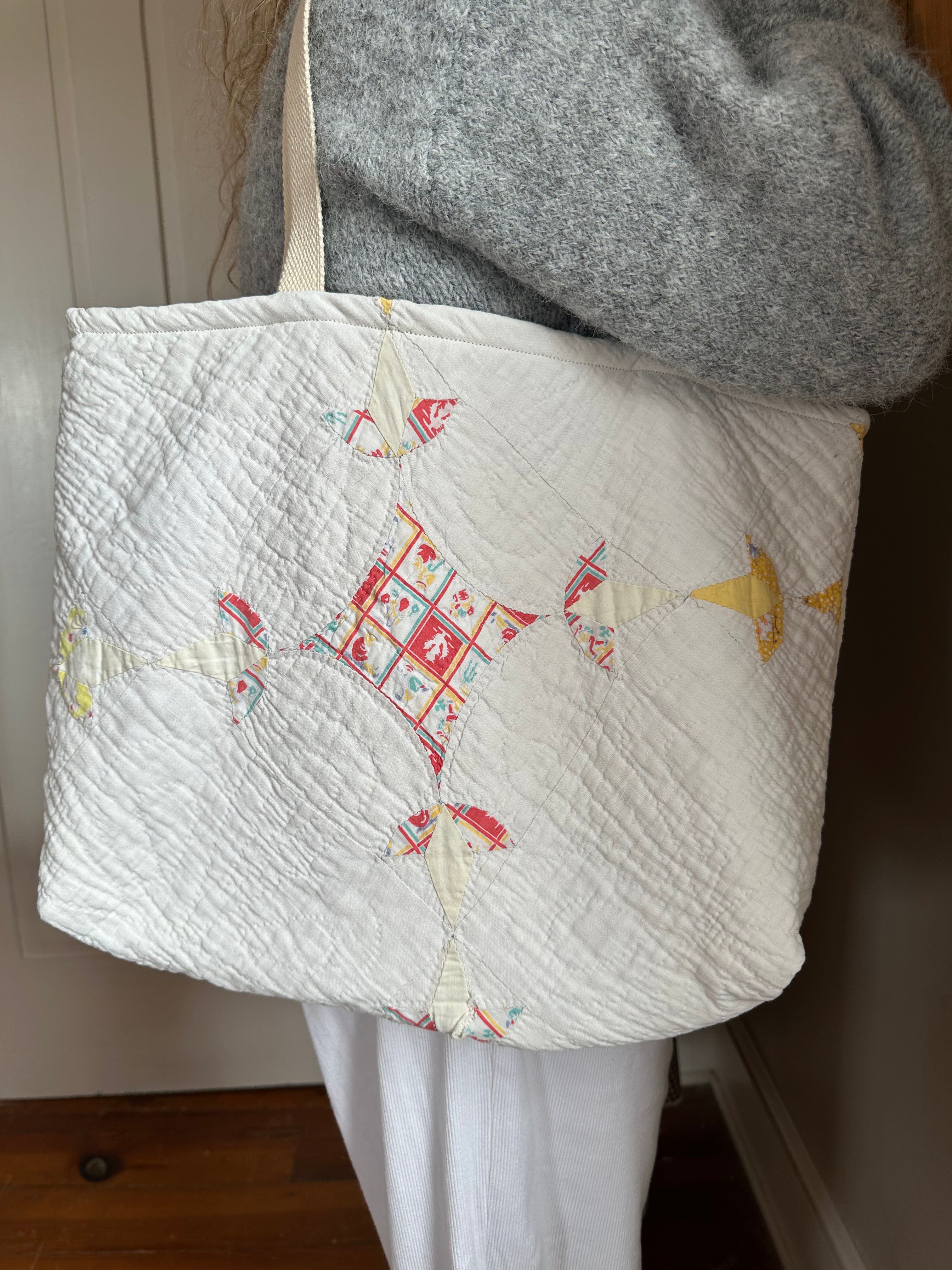 Yellow Tulip Quilt Tote Bag & Pouch Set