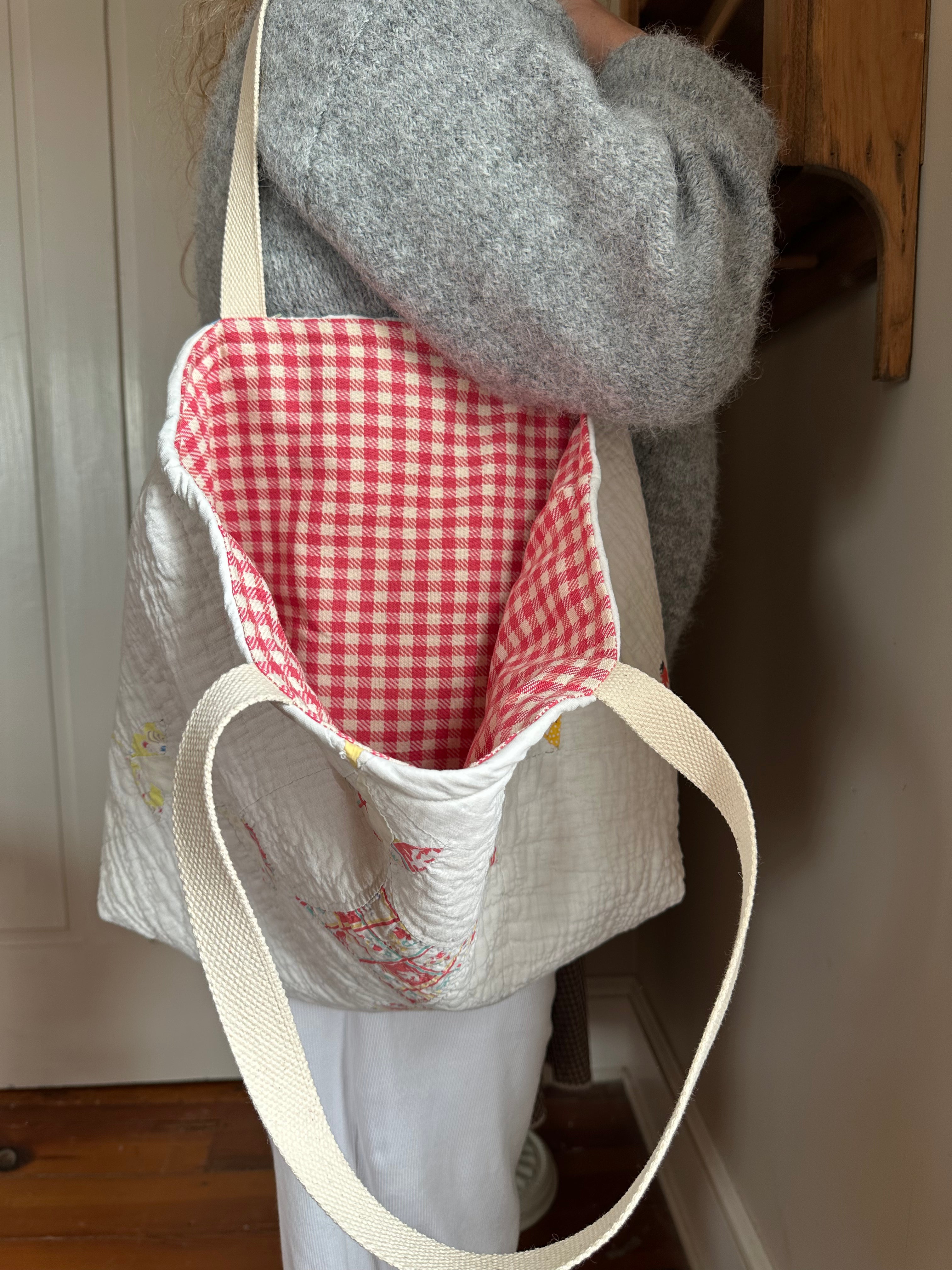 Yellow Tulip Quilt Tote Bag & Pouch Set