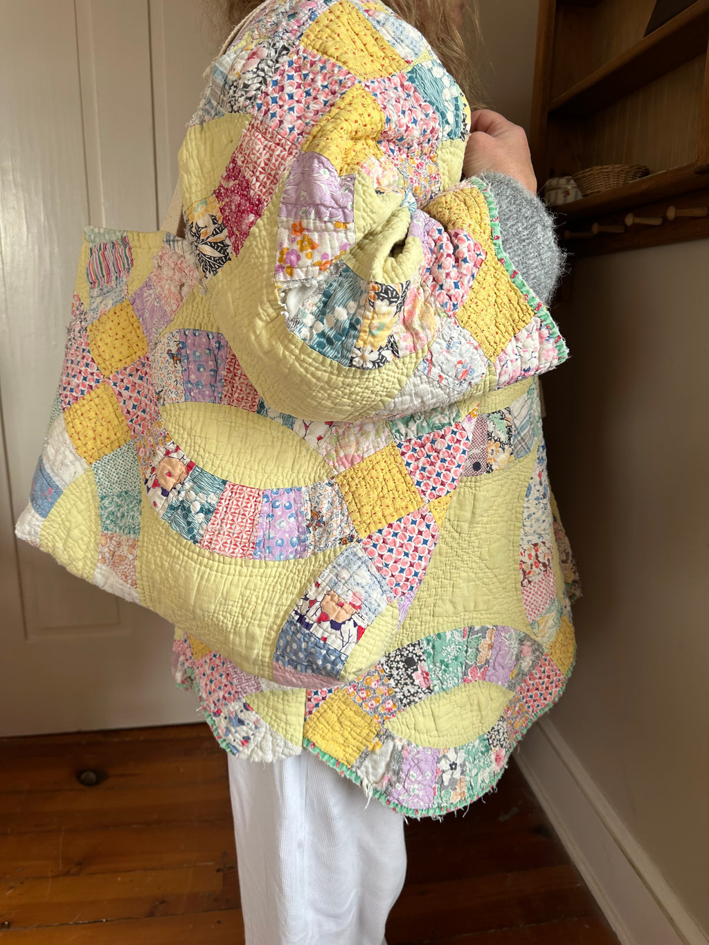 Yellow Wedding Ring Quilt Tote Bag & Pouch Set