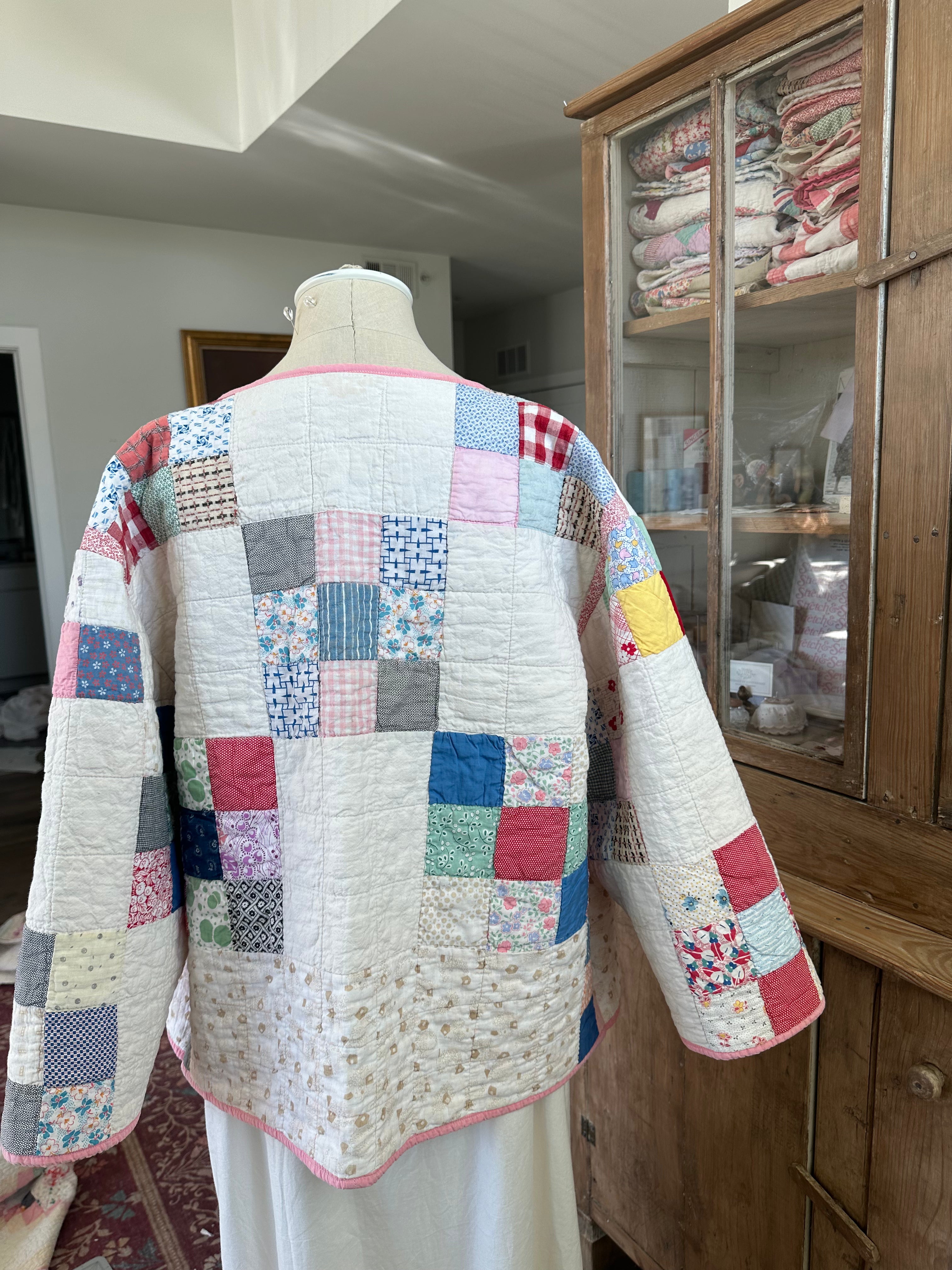 Pink Floral Nine Patch Quilt Jacket